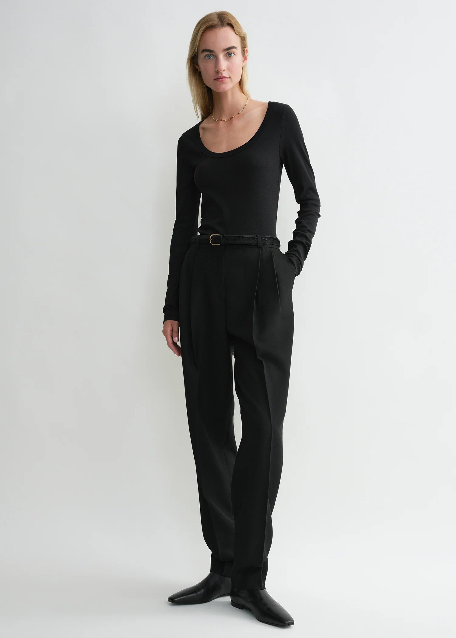 Classic Rib, Black, Langarm - Lindner Fashion