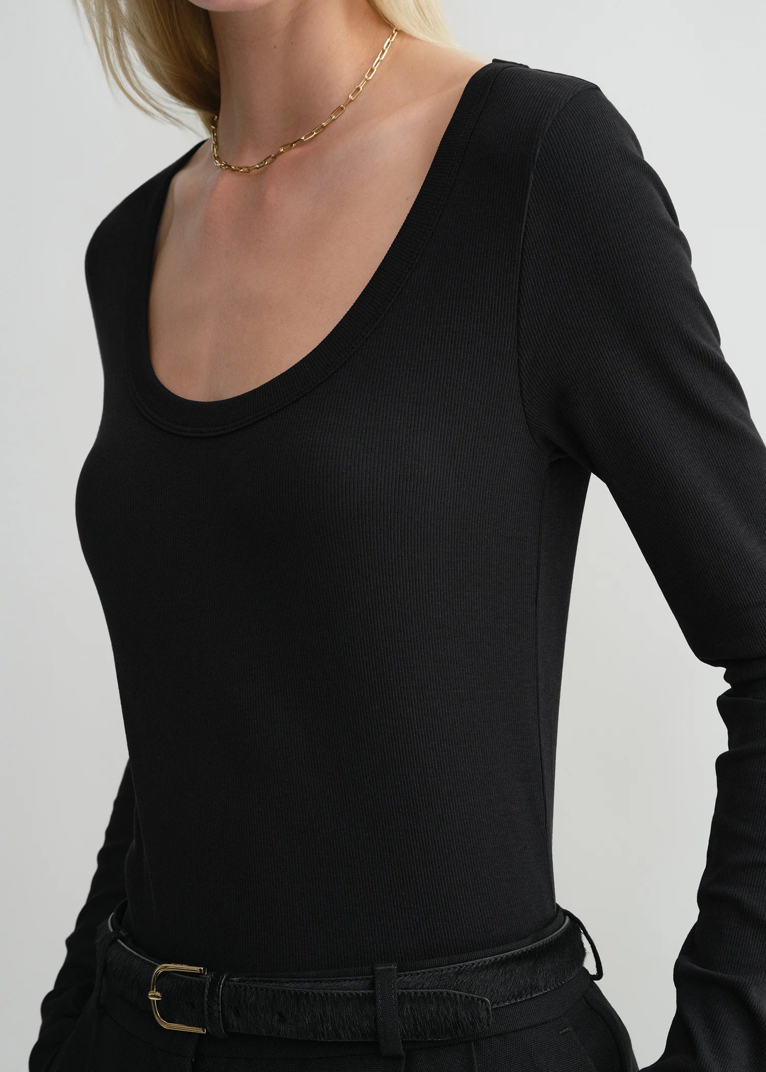 Classic Rib, Black, Langarm - Lindner Fashion