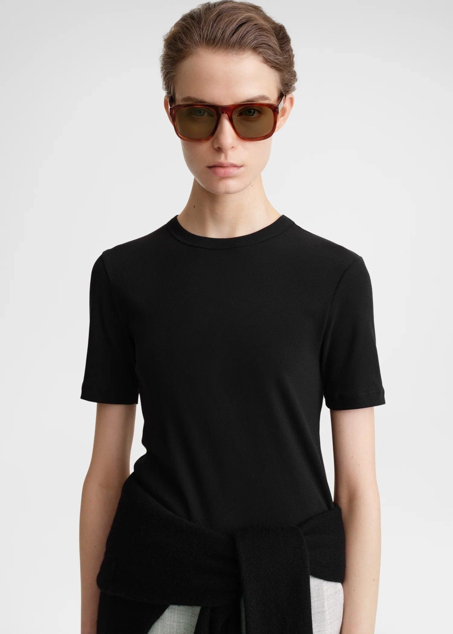Classic Rib, Black, T-Shirt - Lindner Fashion