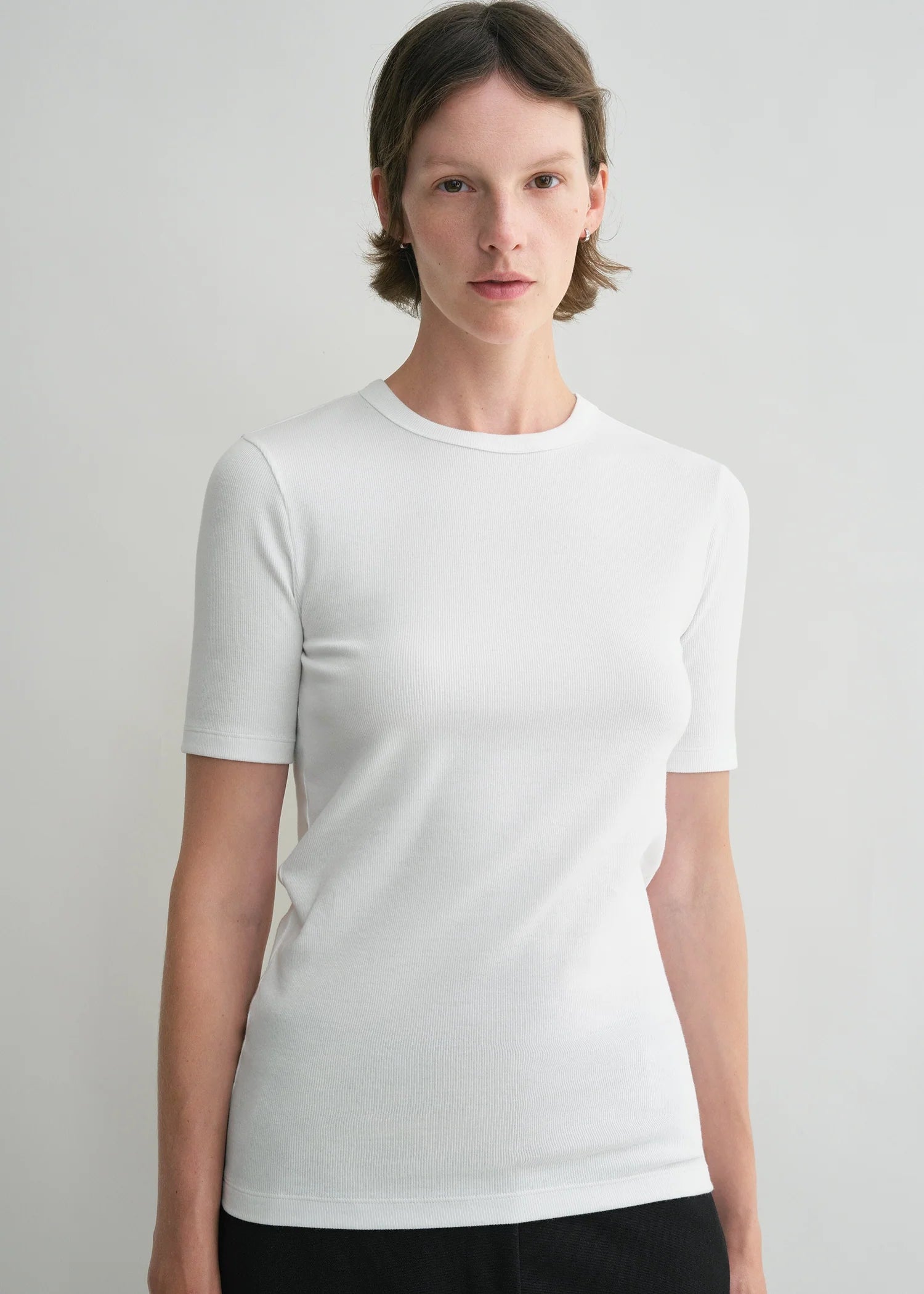 Classic Rib, White, T-Shirt - Lindner Fashion