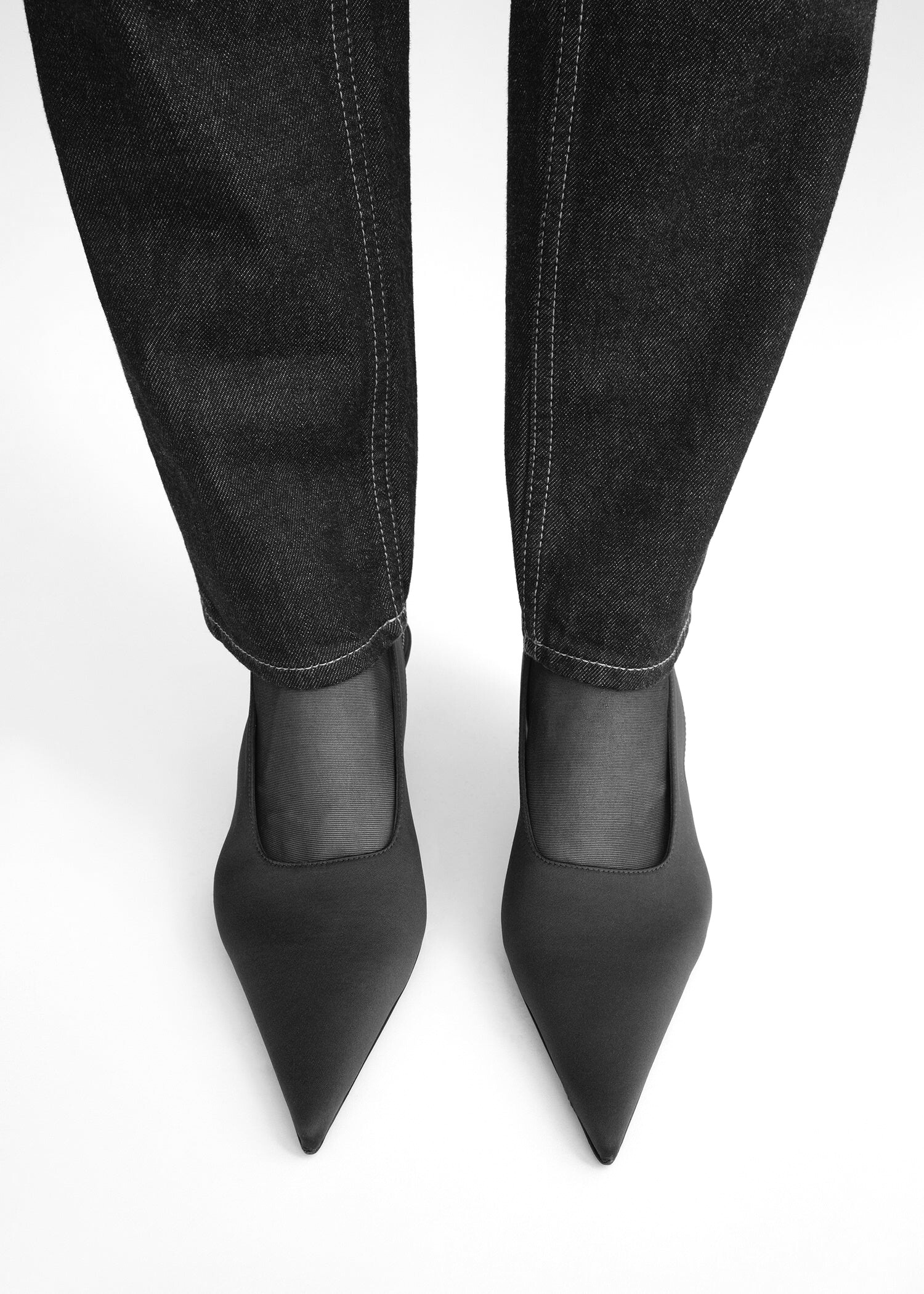 Classic Satin, Black, Kitten Heels - Lindner Fashion