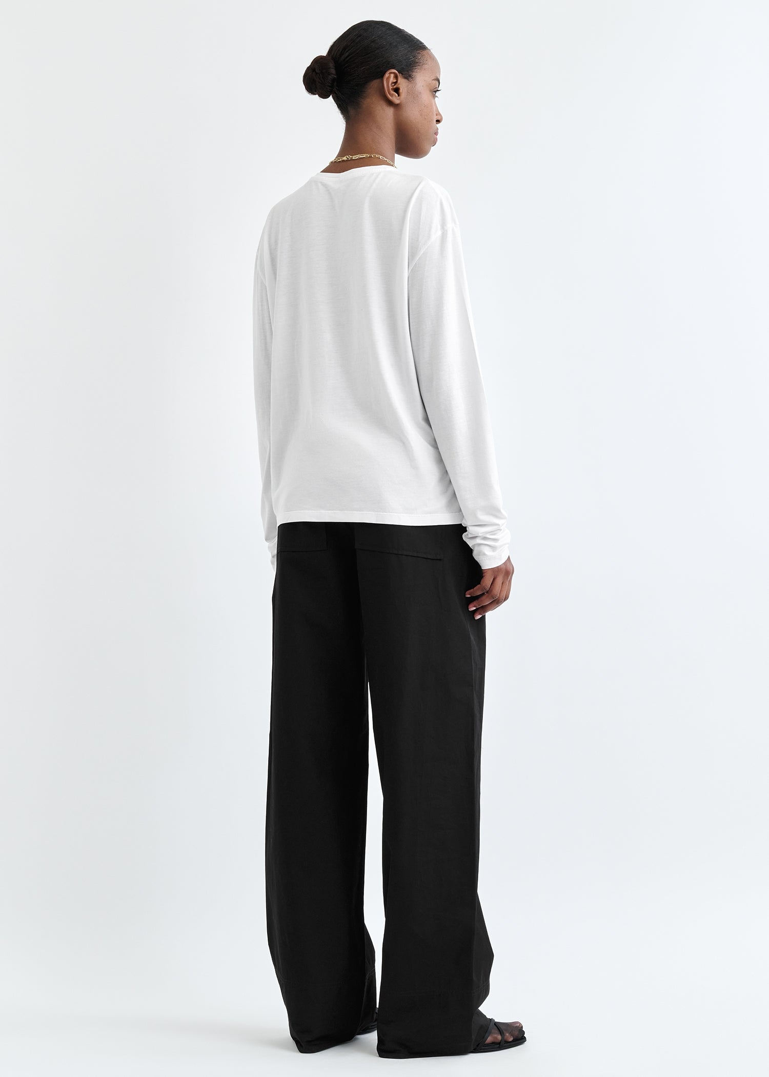 Classic Tee, White, Langarm - Lindner Fashion