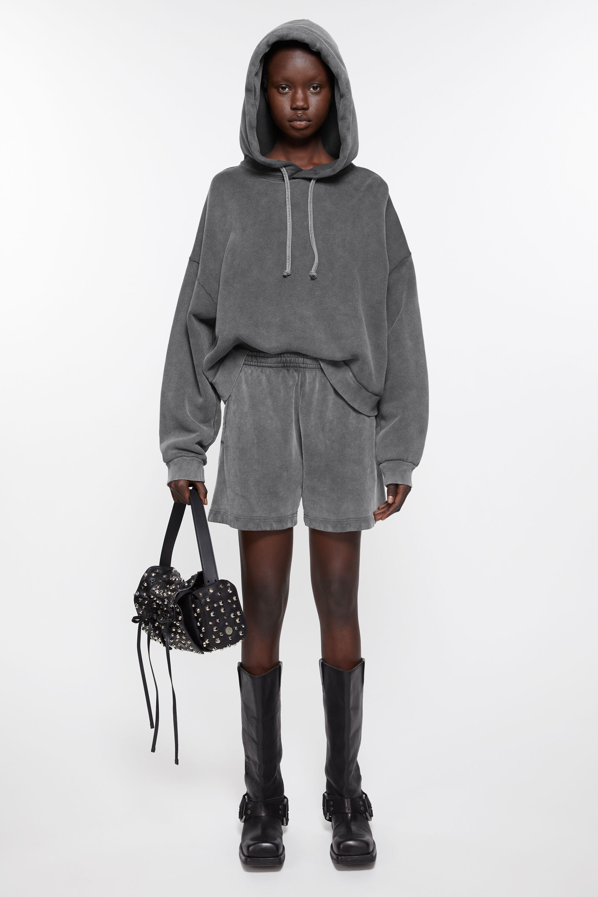 Cotton Shorts, Faded Black, Shorts - Lindner Fashion