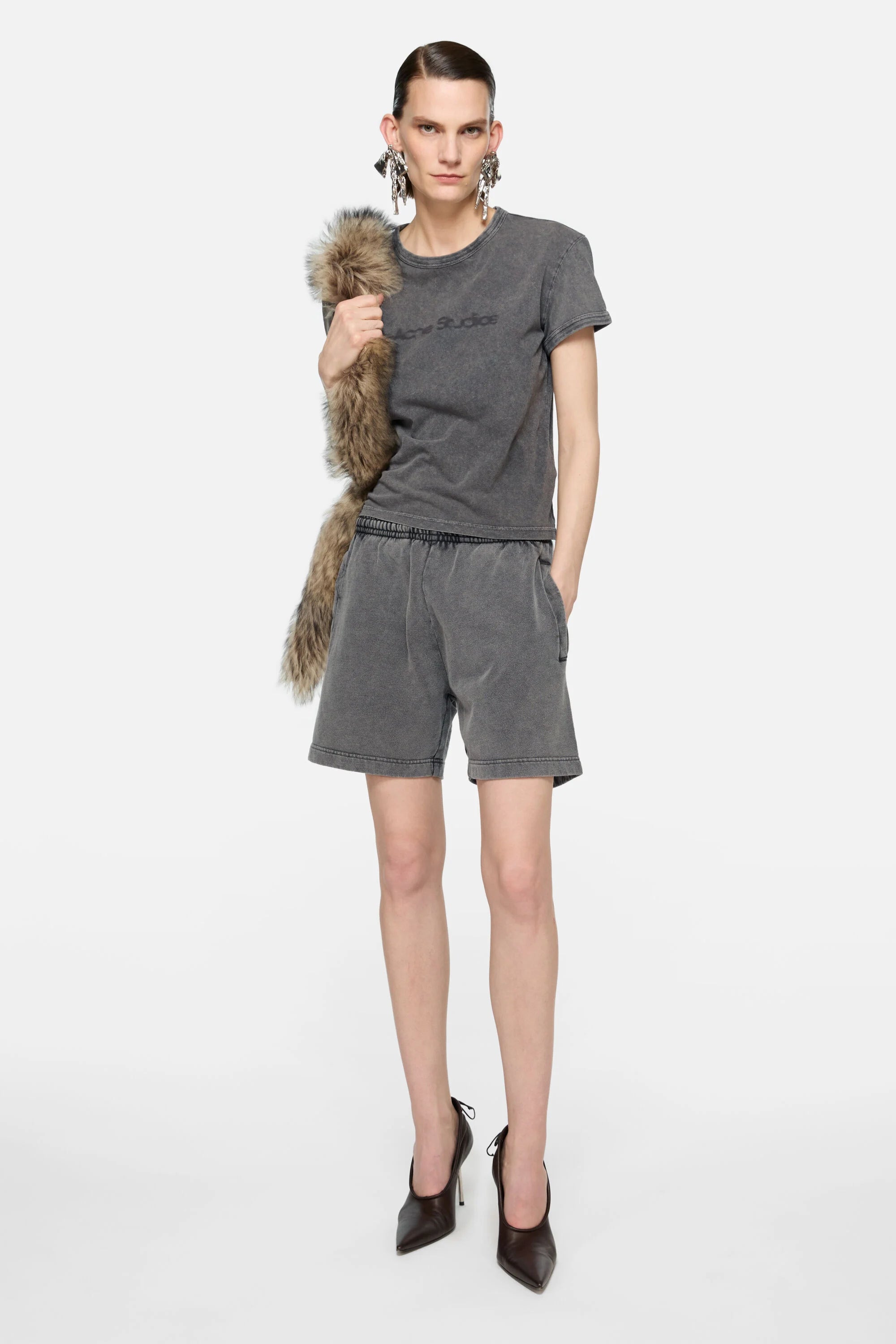 Cotton Shorts, Faded Black, Shorts - Lindner Fashion