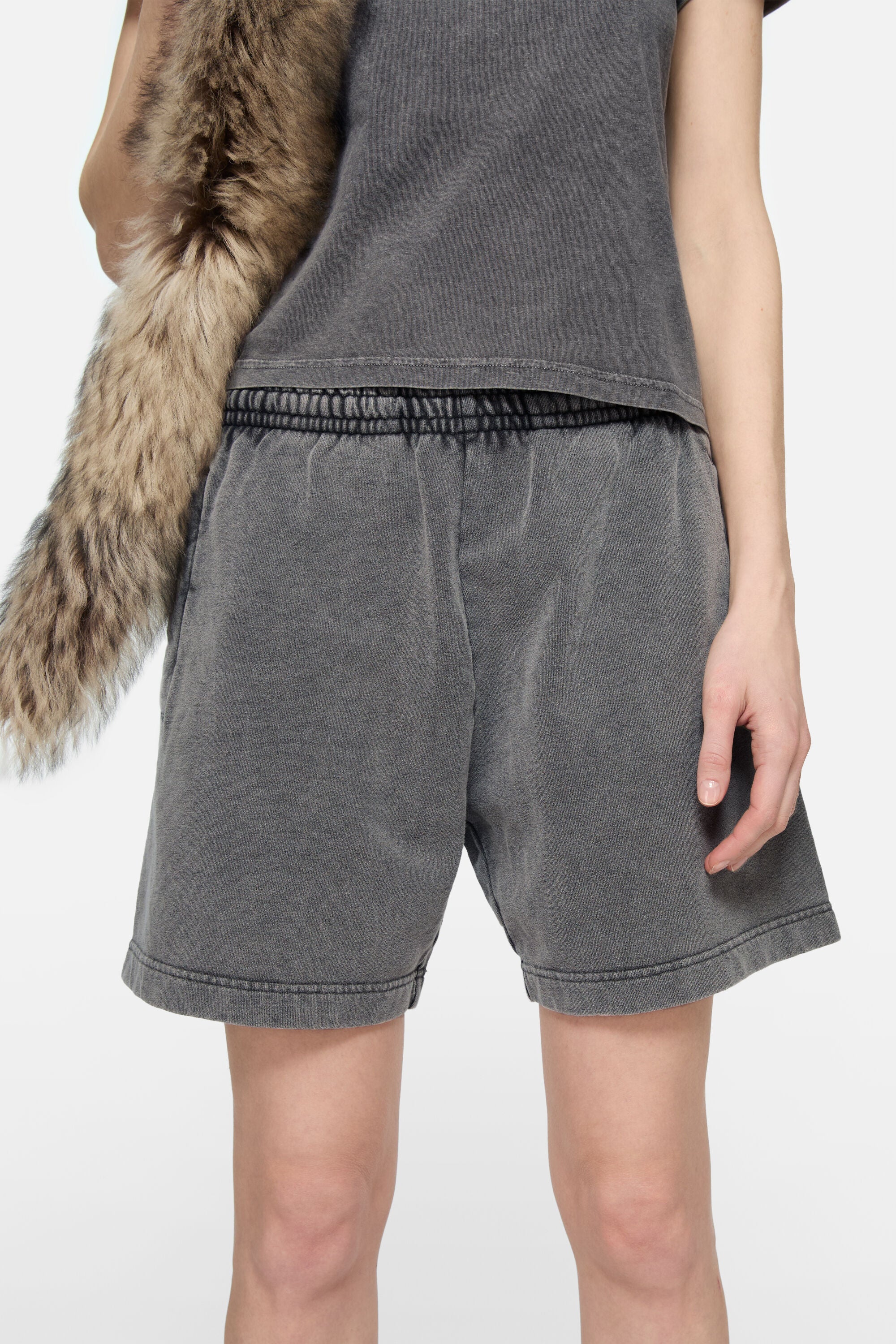 Cotton Shorts, Faded Black, Shorts - Lindner Fashion