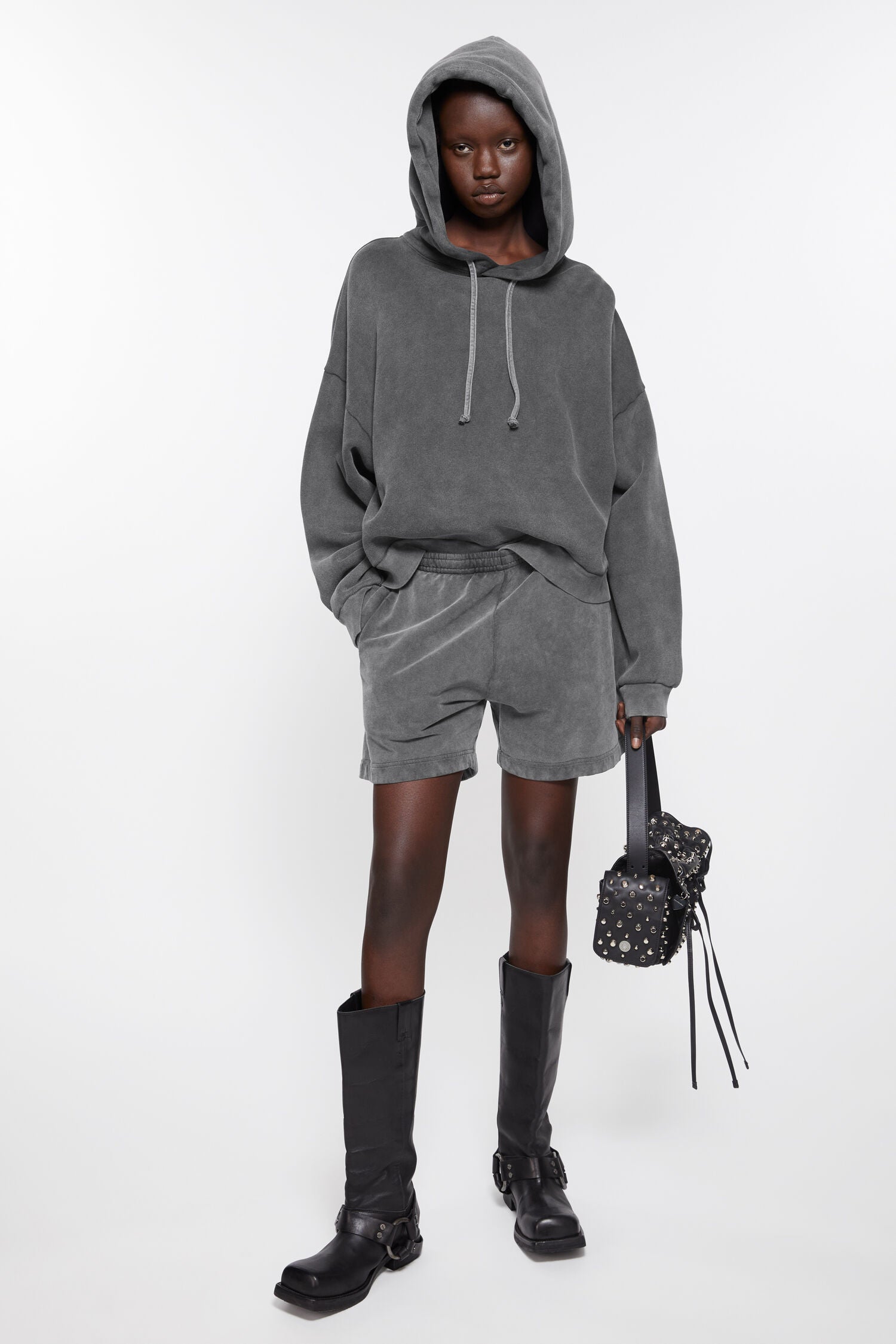 Cotton Shorts, Faded Black, Shorts - Lindner Fashion