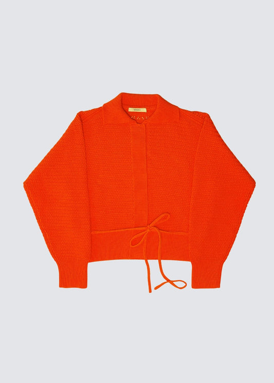 Crochet Cardi, Blood Orange, Cardigan - Lindner Fashion