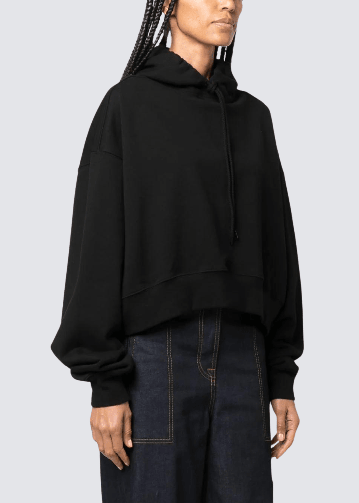 Cropped Hoodie, Black, Hoodie - Lindner Fashion