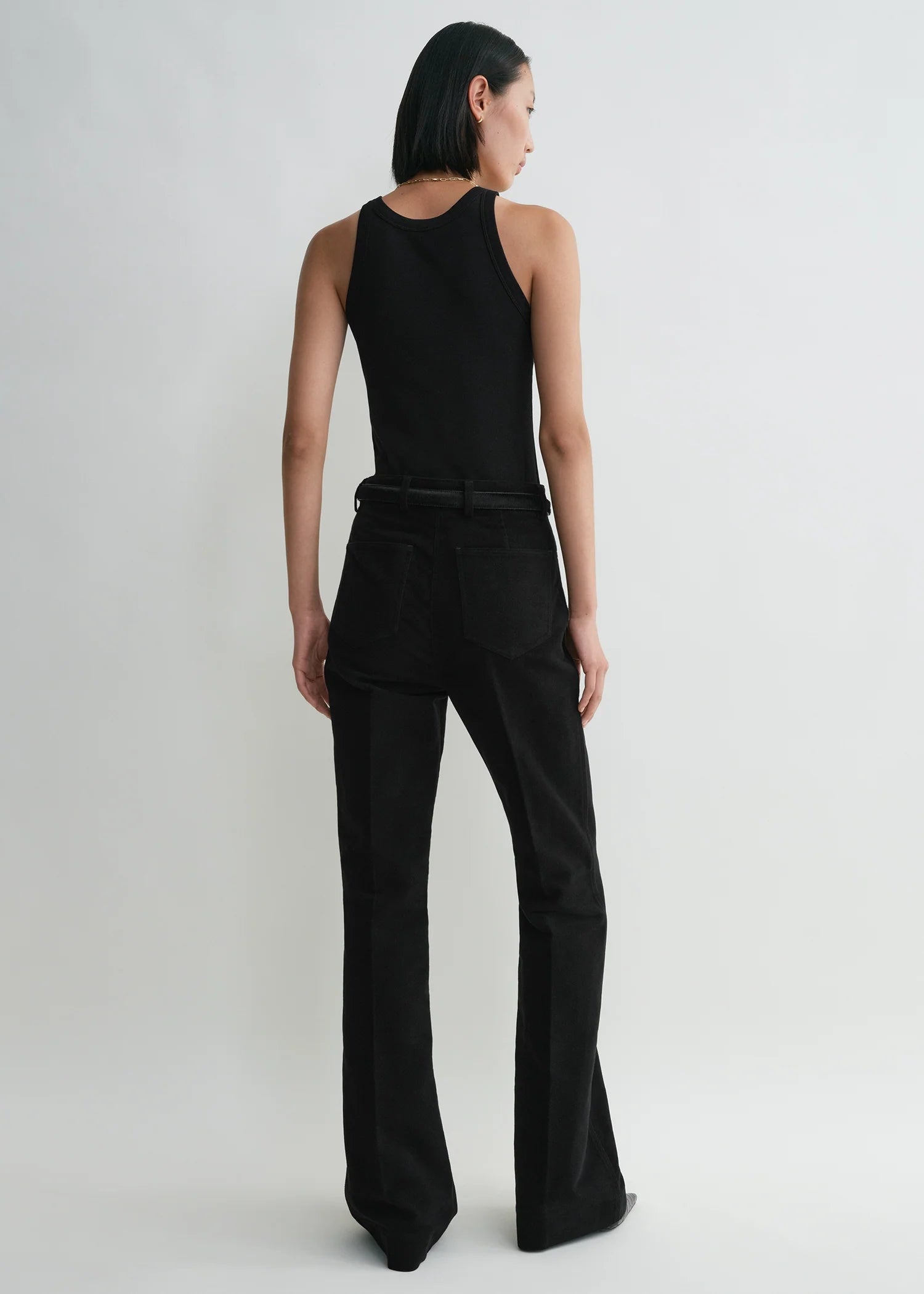 Curved Rib Tank, Black, Tanktop - Lindner Fashion