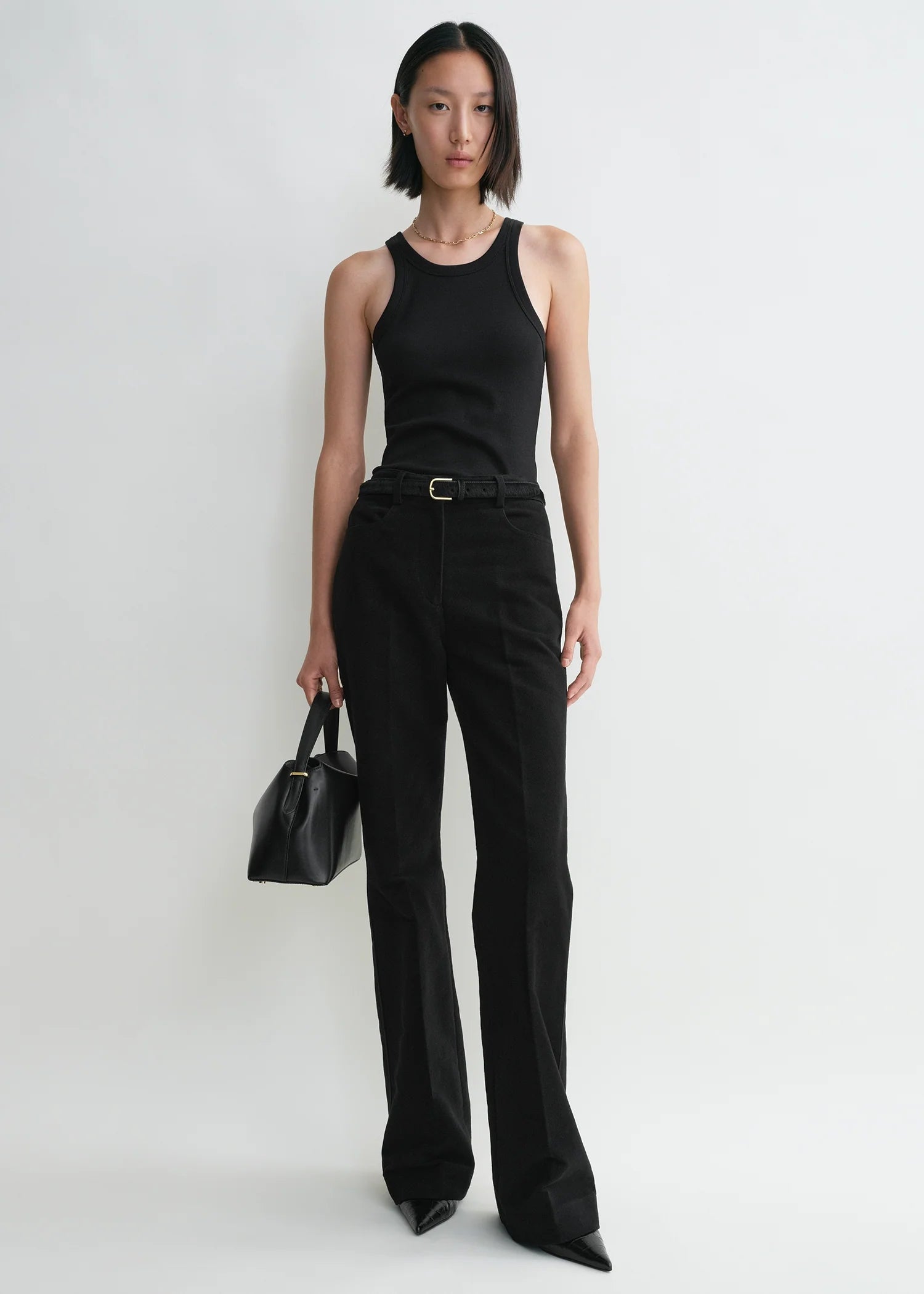 Curved Rib Tank, Black, Tanktop - Lindner Fashion