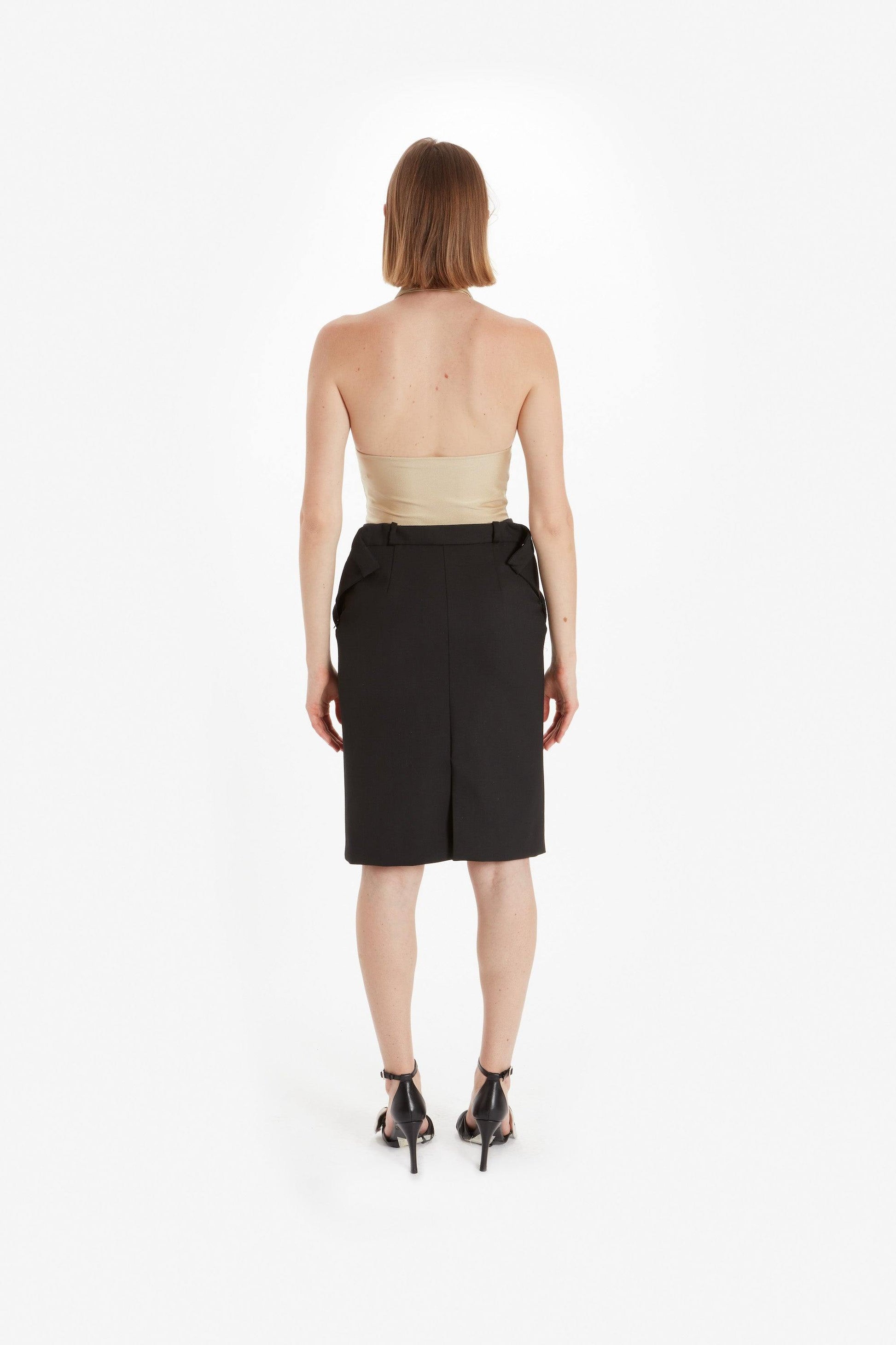 Cut-Out Skirt, Black, Midi Skirt - Lindner Fashion