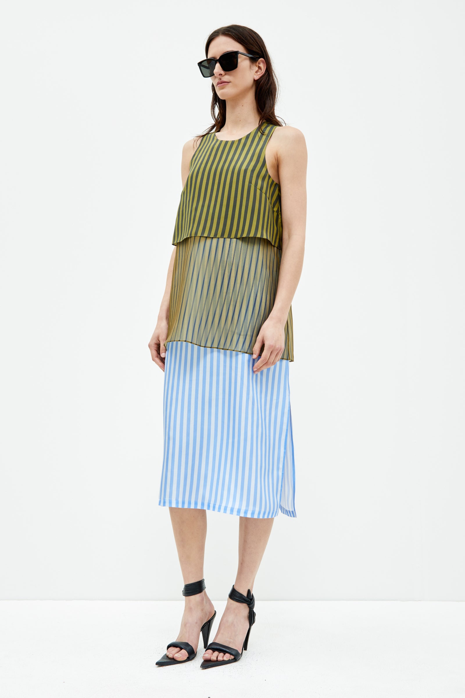 Danai, Khaki/Black/Blue, Kleid - Lindner Fashion