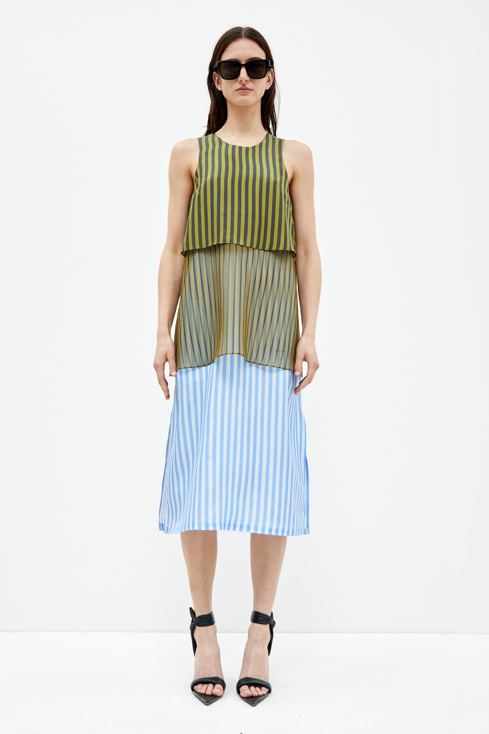 Danai, Khaki/Black/Blue, Kleid - Lindner Fashion