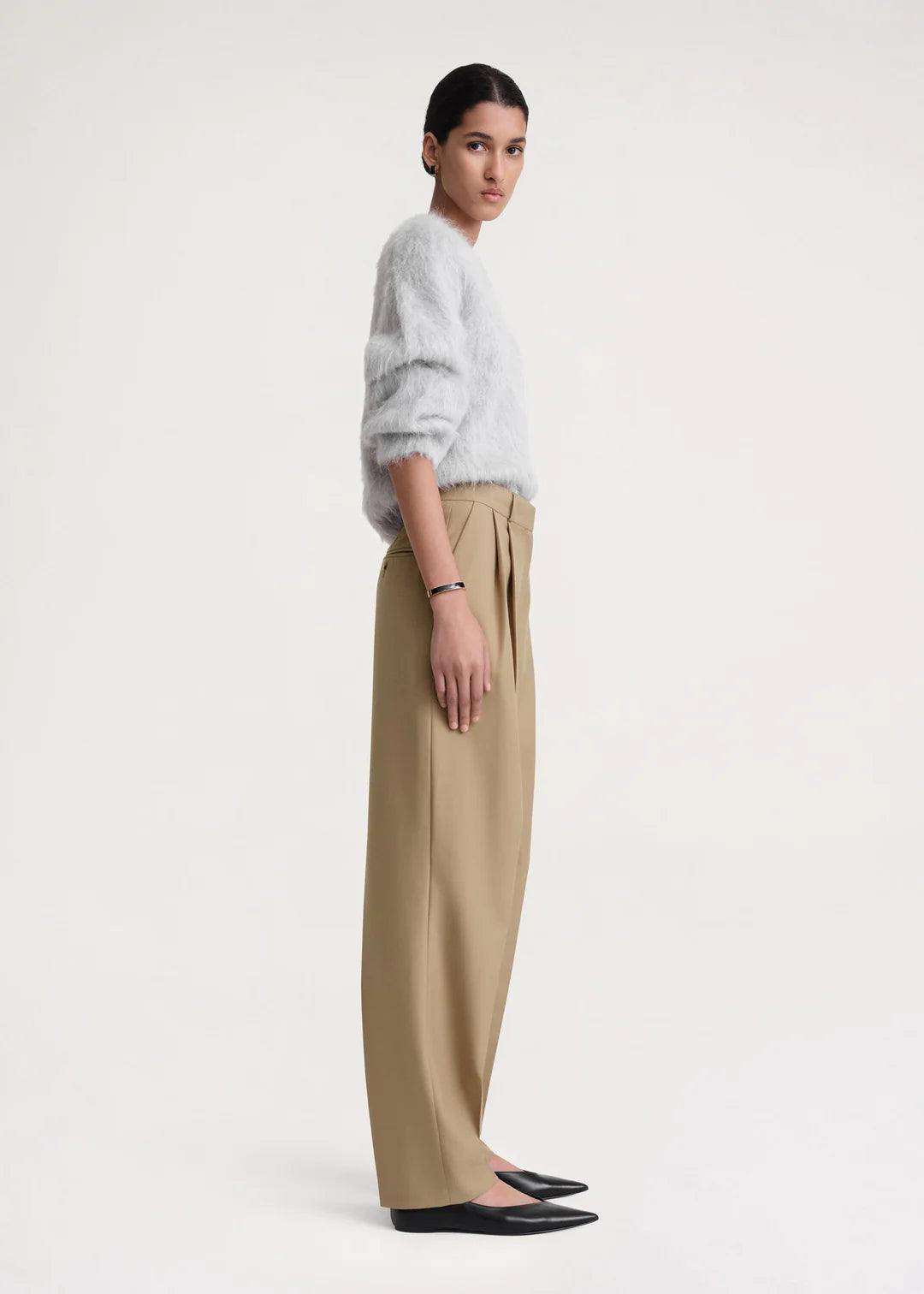 Double Pleated, Biscuit, Hose - Lindner Fashion