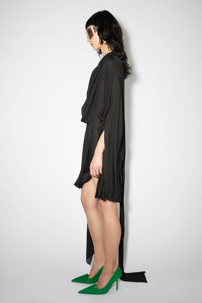 Draped Ruffle, Black, Dress - Lindner Fashion