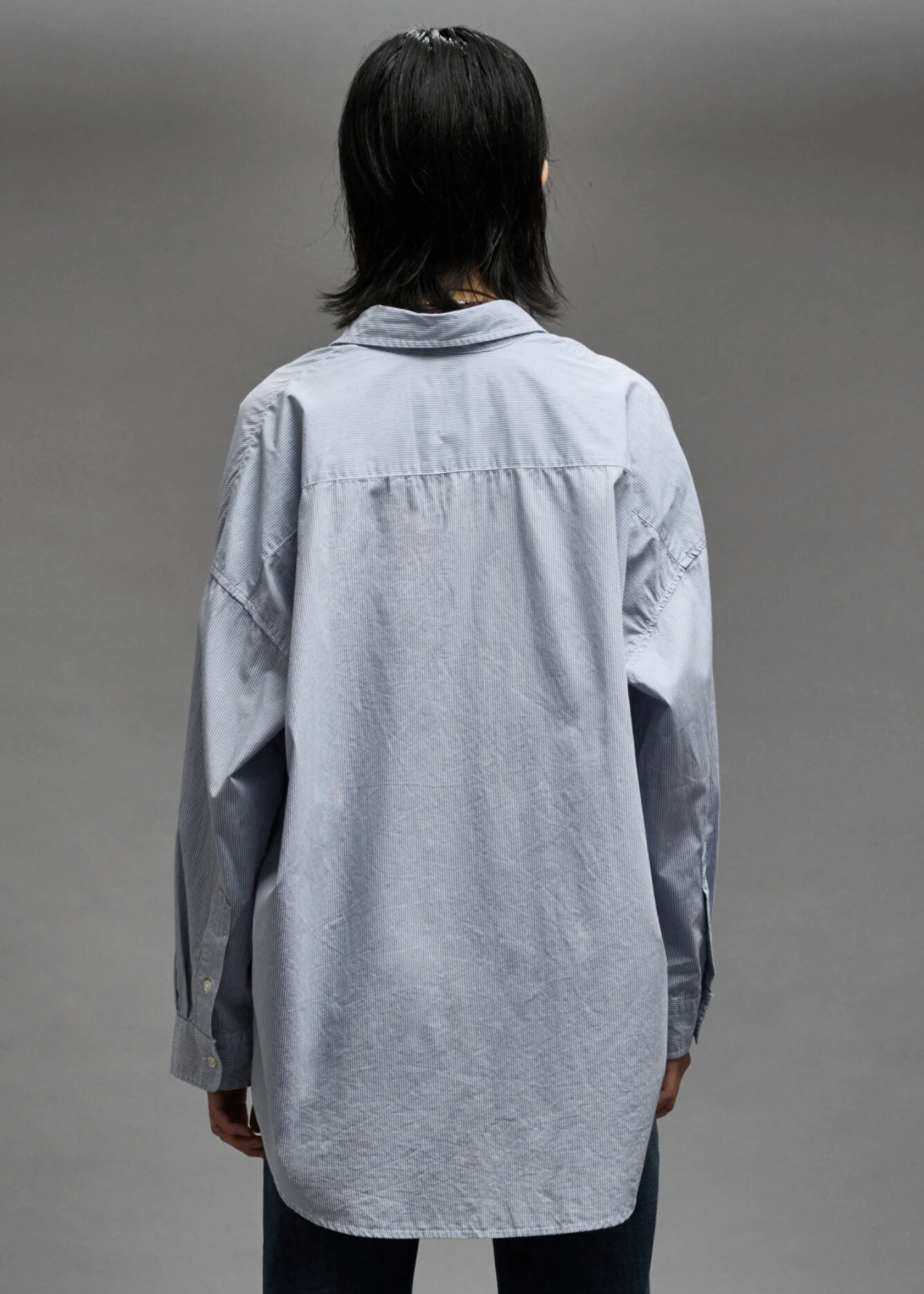 Drop Neck, Blue/White Pinstripe, Oxford Hemd - Lindner Fashion