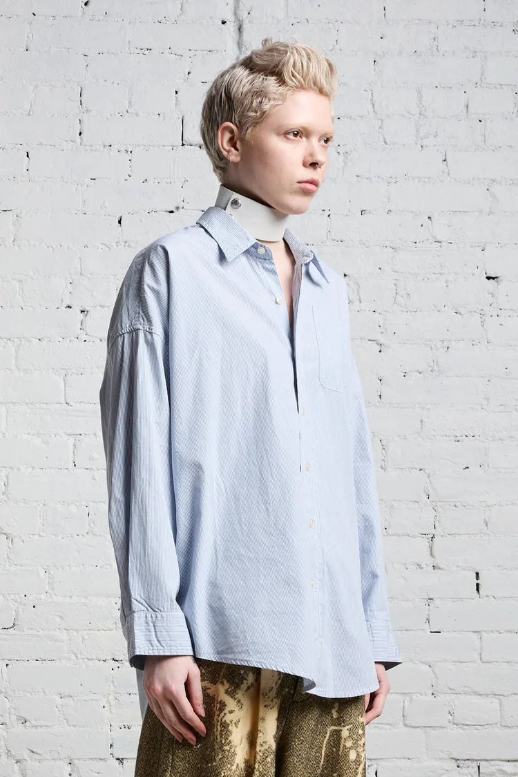 Drop Neck Oxford Shirt, Blue/White Pinstripe, Hemd