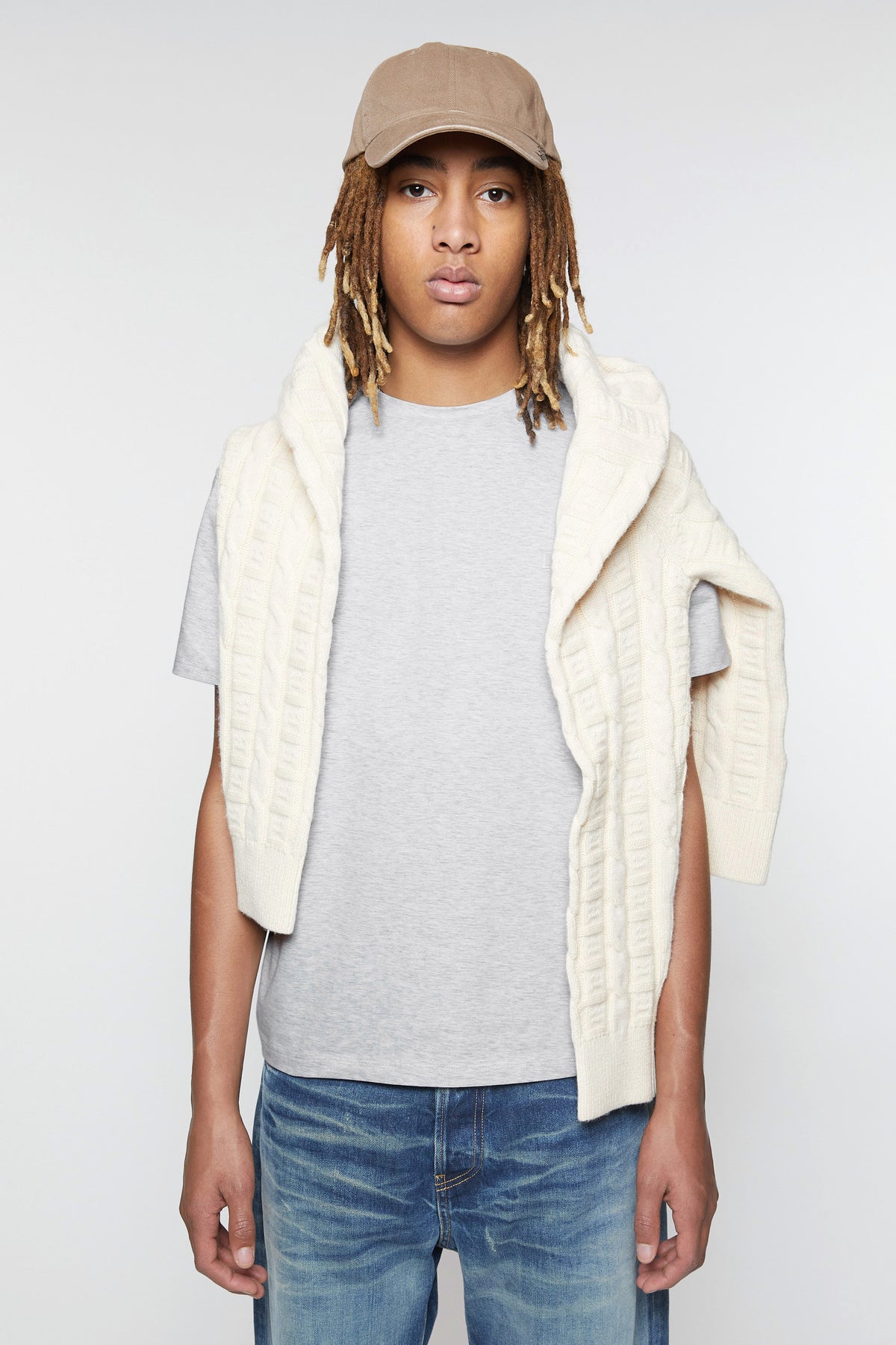 Face, Pale Grey, T-Shirt - Lindner Fashion