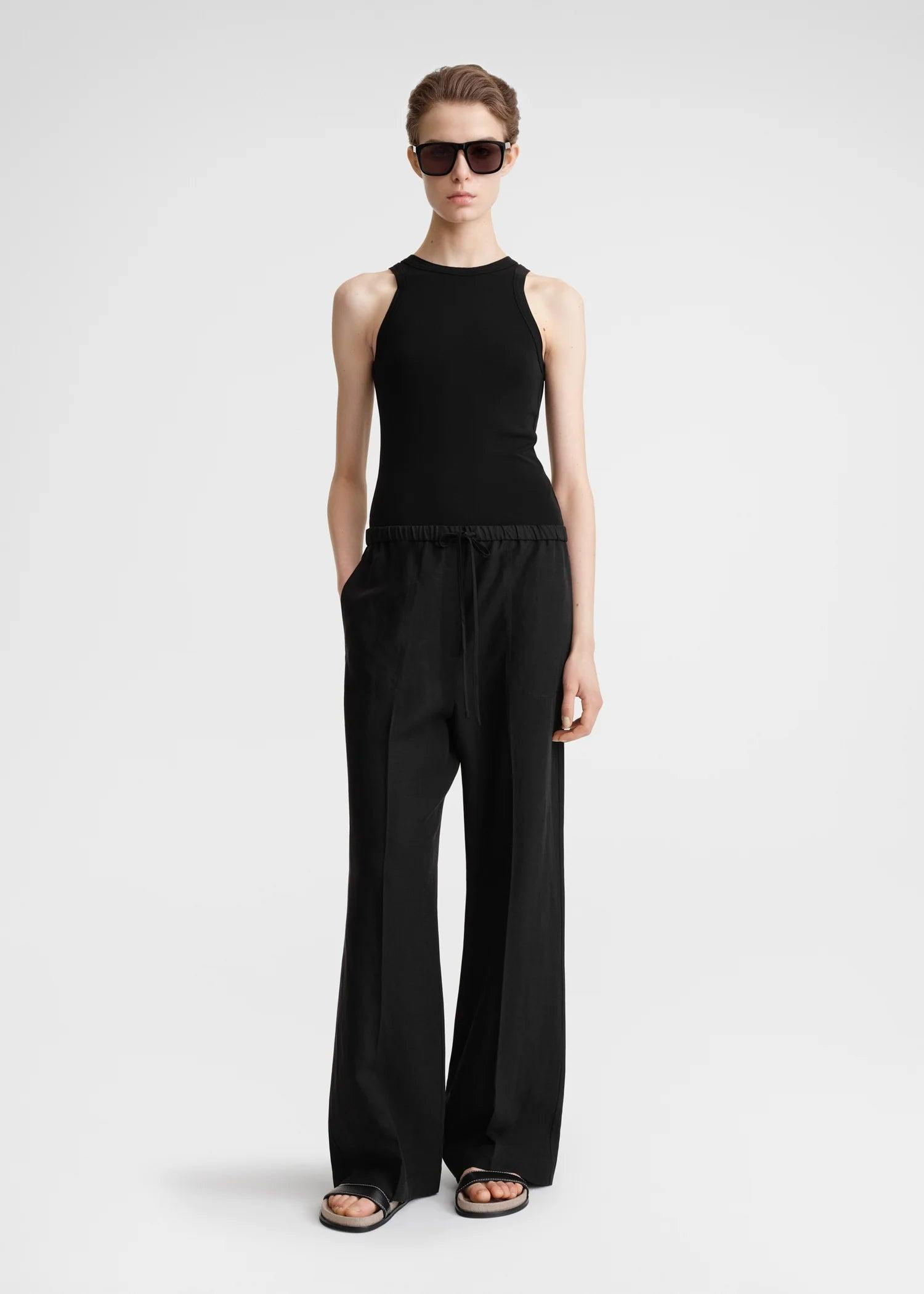 Fluid Drawstring, Black, Hose - Lindner Fashion