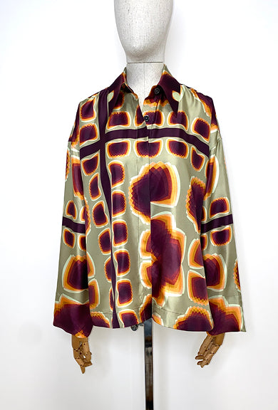 Graphic Silk, Chestnut/Red, Bluse - Lindner Fashion