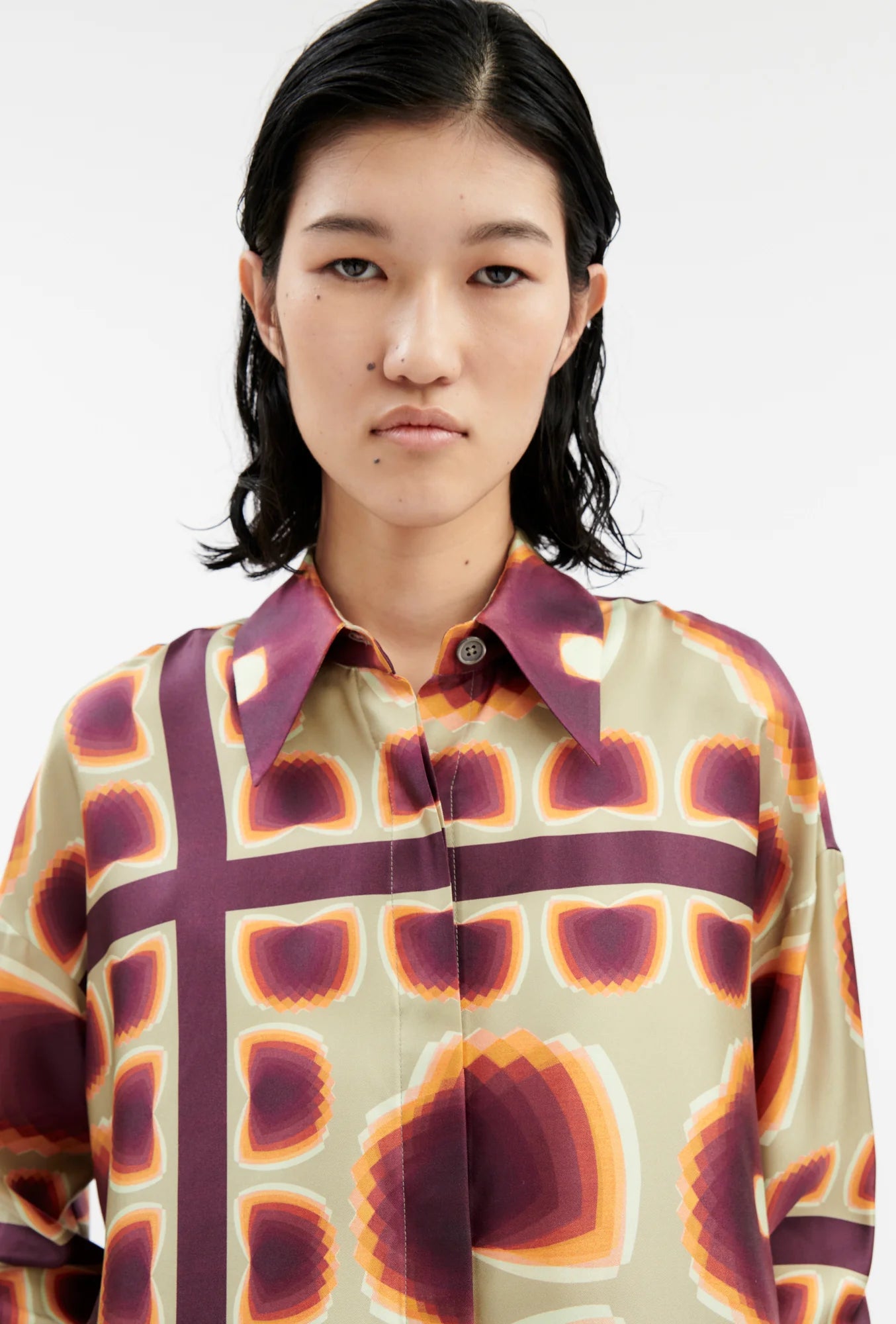 Graphic Silk, Chestnut/Red, Bluse - Lindner Fashion