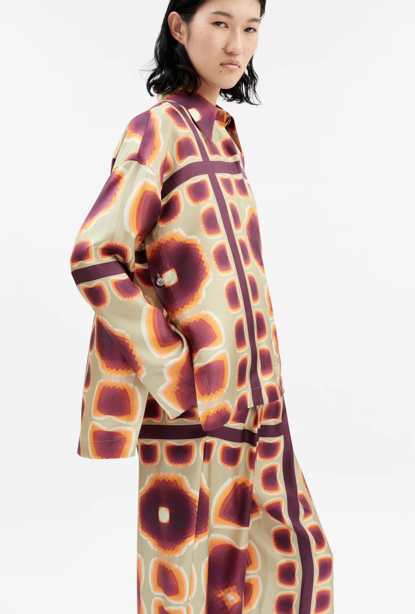 Graphic Silk, Chestnut/Red, Bluse - Lindner Fashion