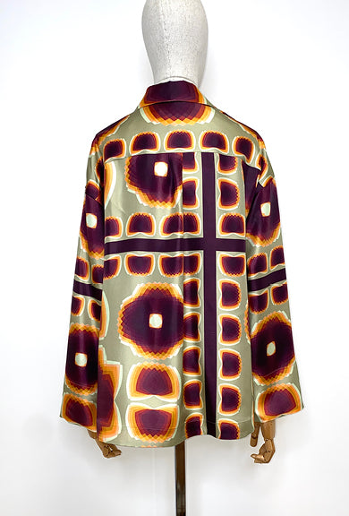 Graphic Silk, Chestnut/Red, Bluse - Lindner Fashion