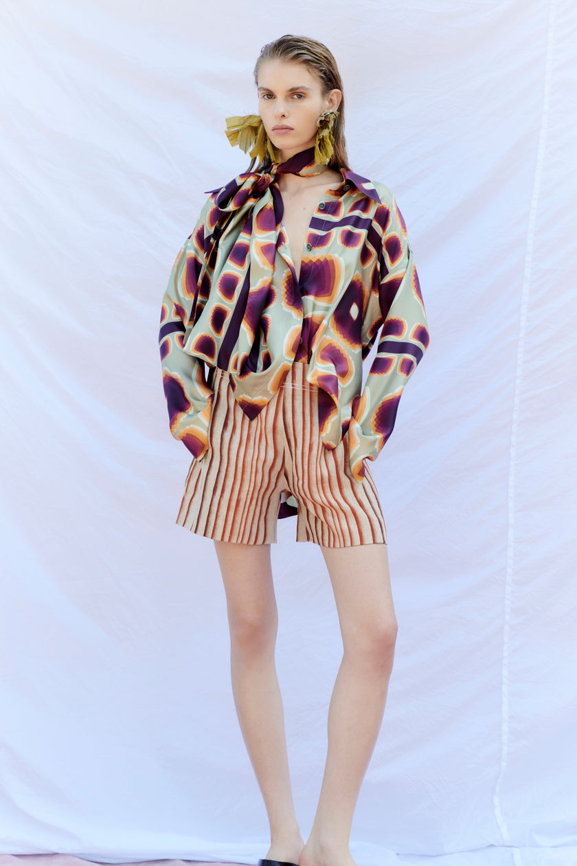 Graphic Silk, Chestnut/Red, Bluse - Lindner Fashion