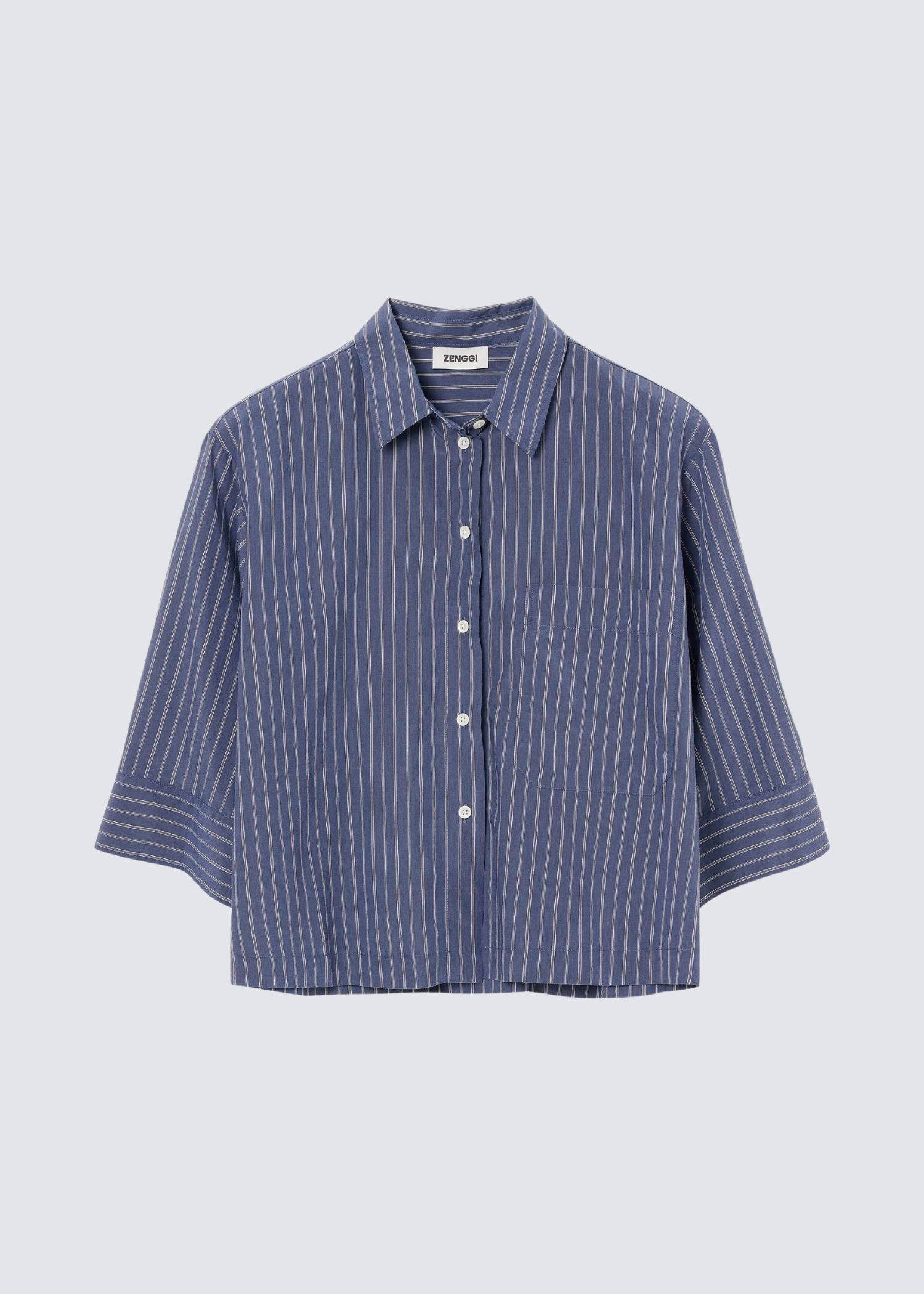 Stripe, Mid Blue, Bluse