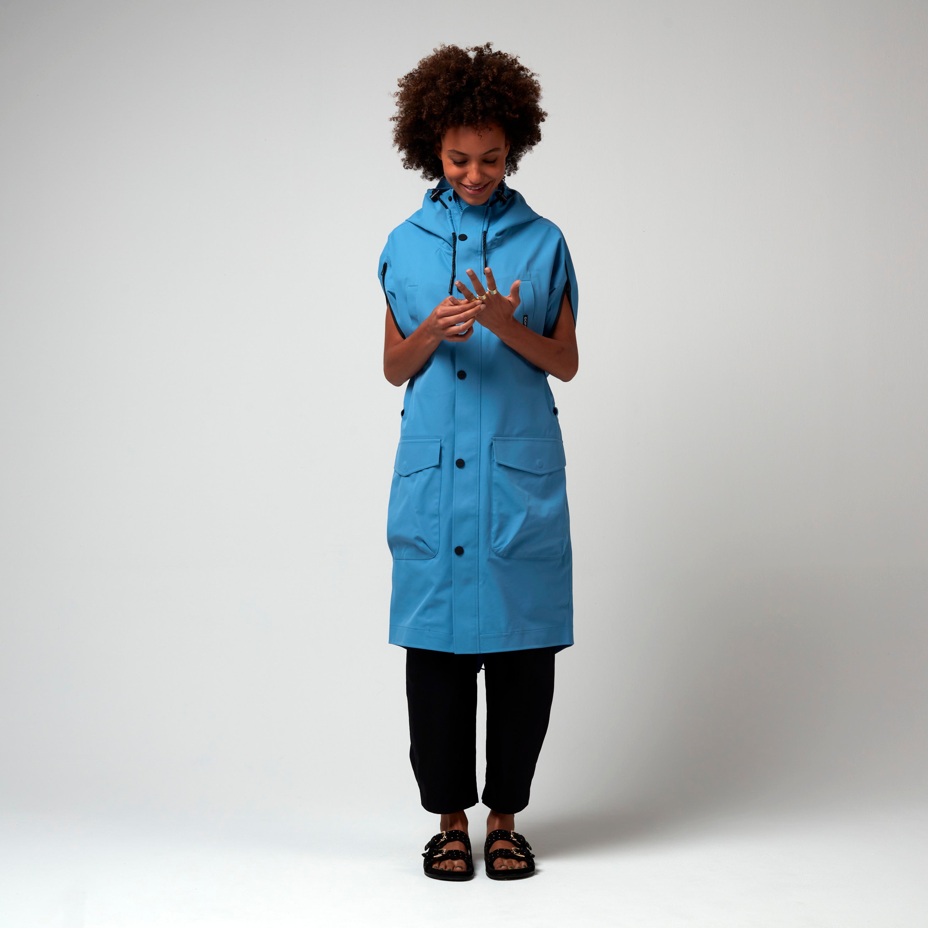 Hot Summer, Niagara Blue, Waterproof Coat - Lindner Fashion
