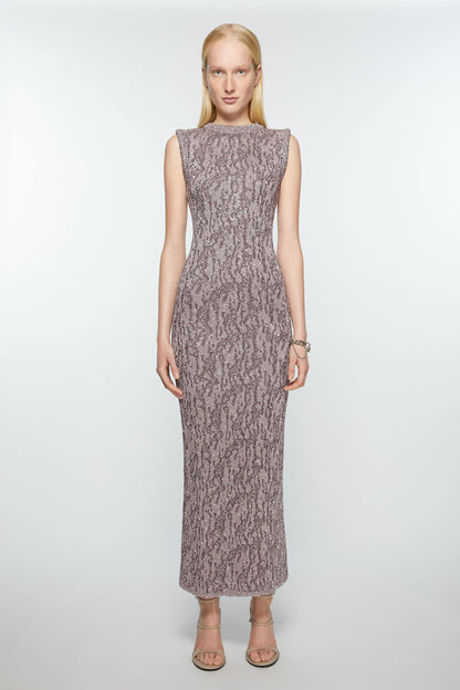 Jacquard, Dark Grey, Dress - Lindner Fashion