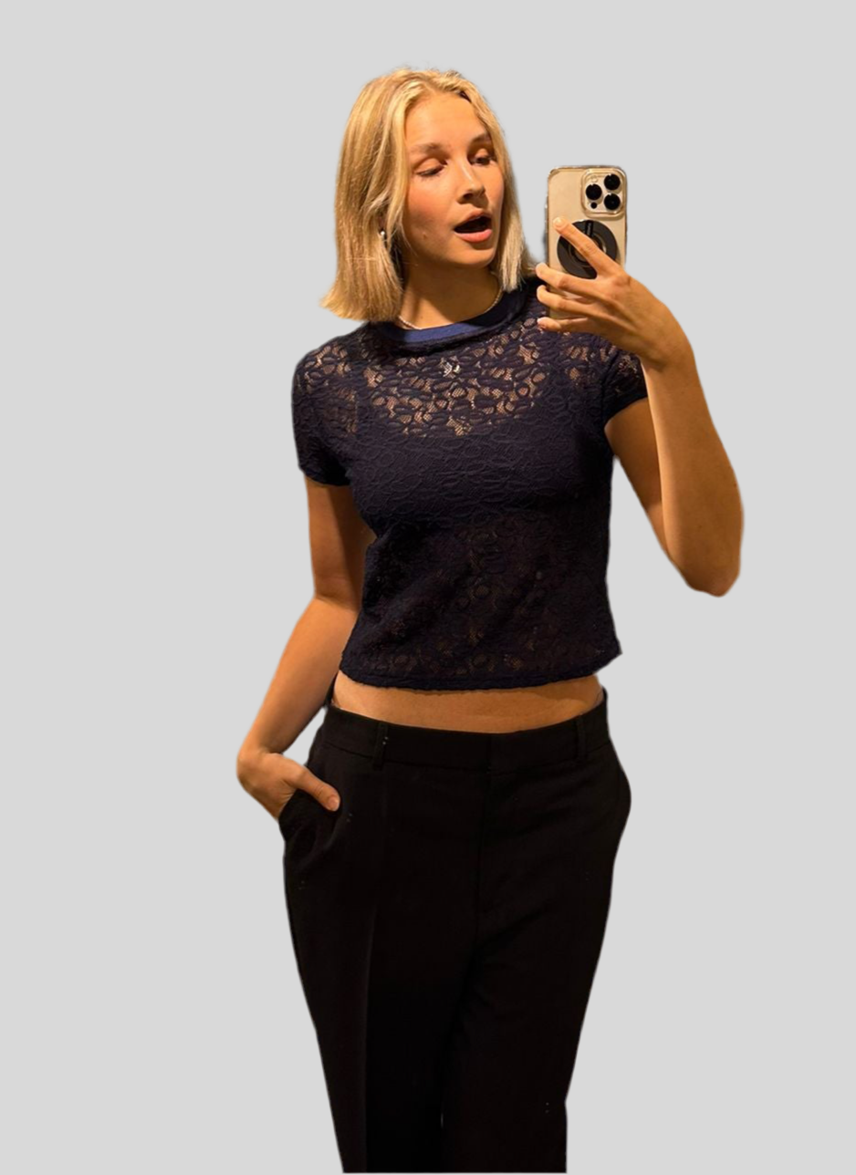 Lace Tiny, Navy, T-Shirt - Lindner Fashion