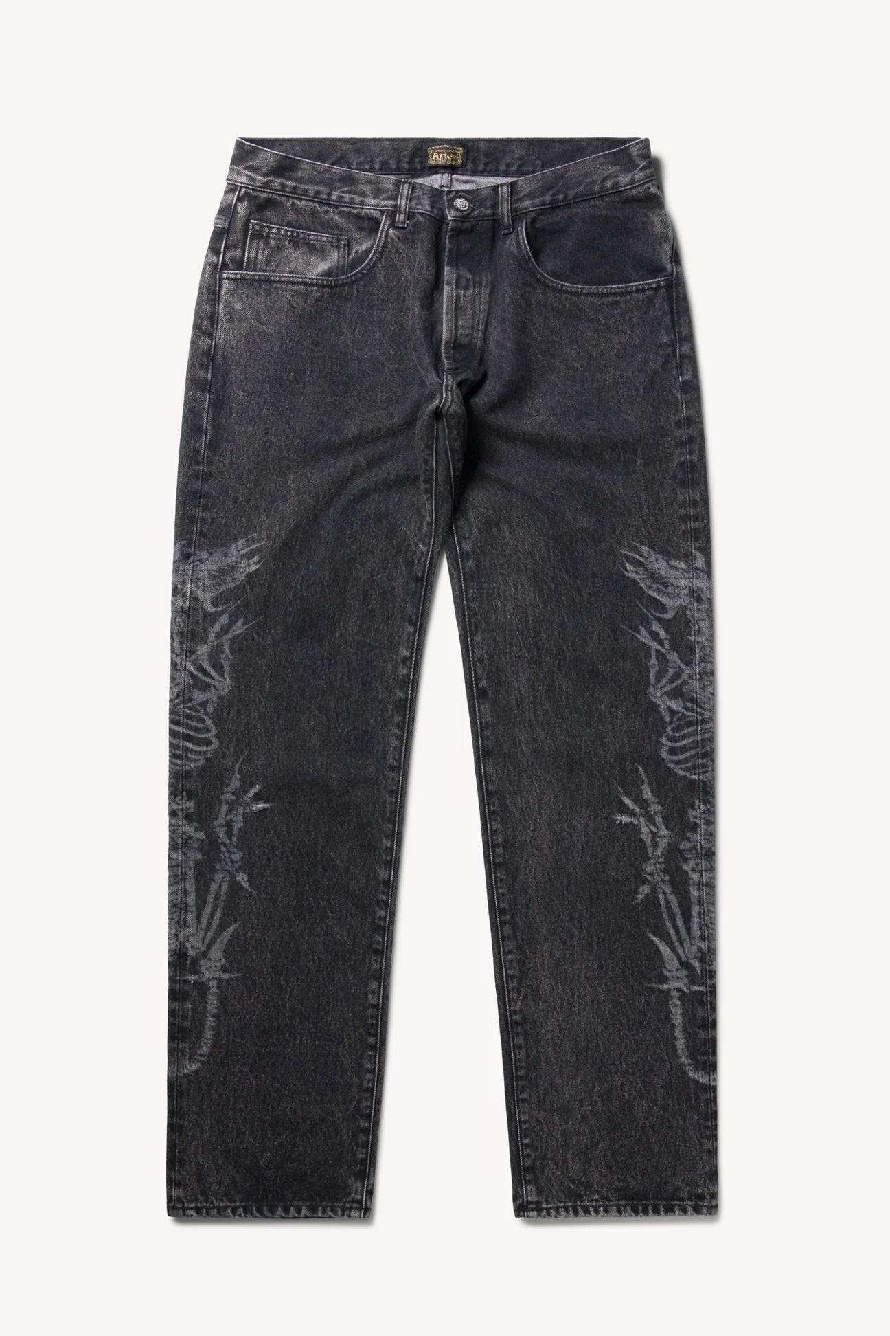 Lasered Dragon, Black, Jeans - Lindner Fashion