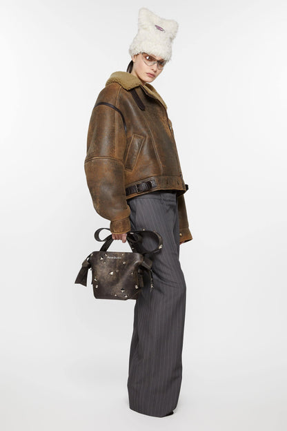 Leather Shearling, Brown, Jacke - Lindner Fashion