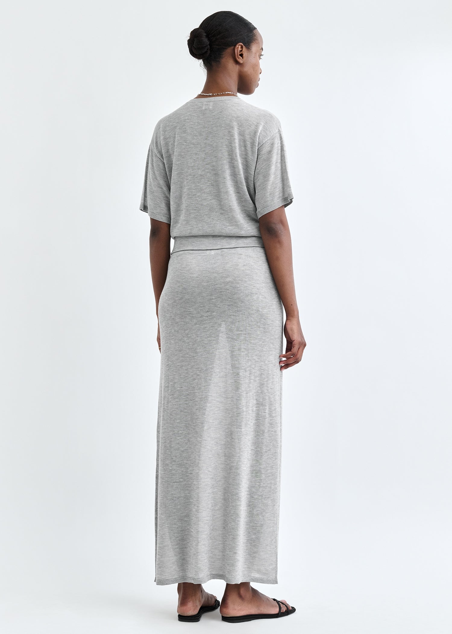Long Knit, Grey Melange, Rock - Lindner Fashion