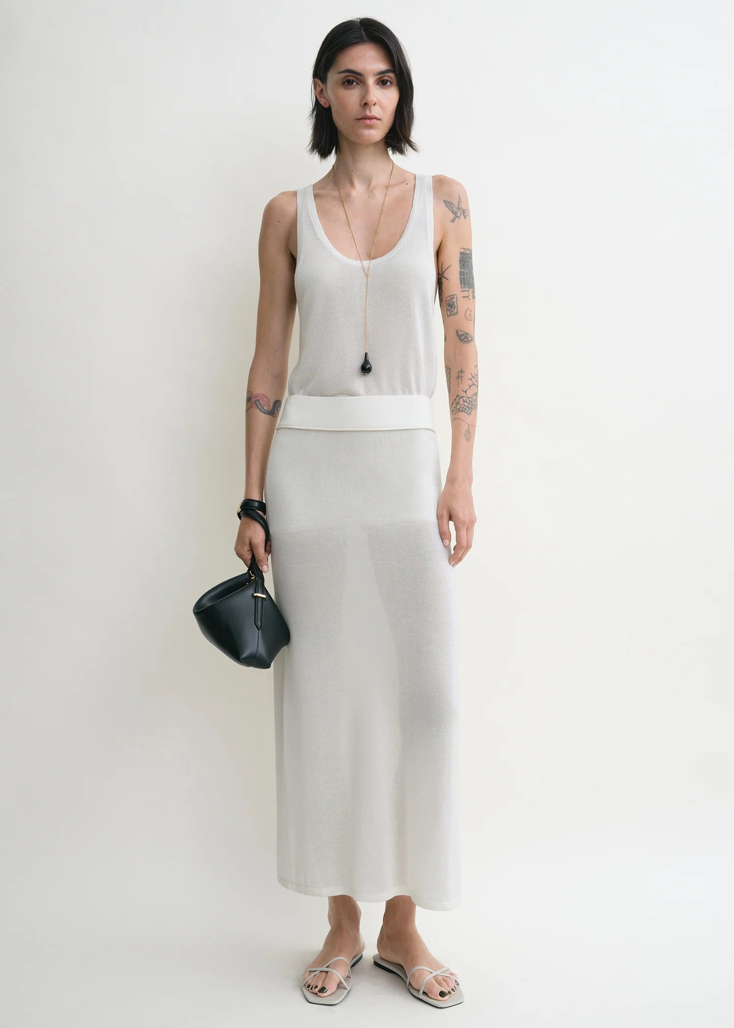 Long Knit, White, Rock - Lindner Fashion