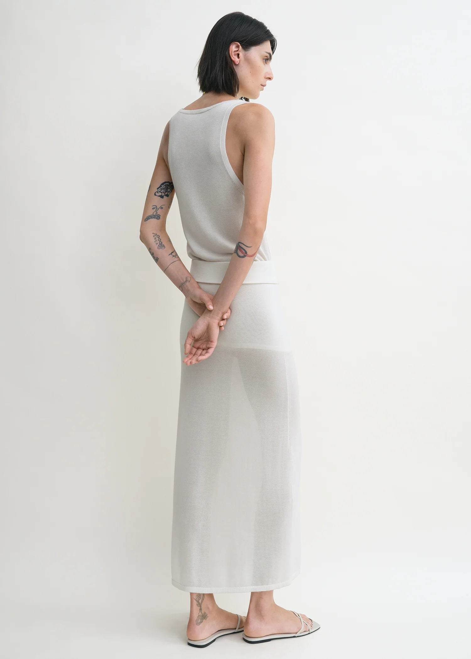 Long Knit, White, Rock - Lindner Fashion