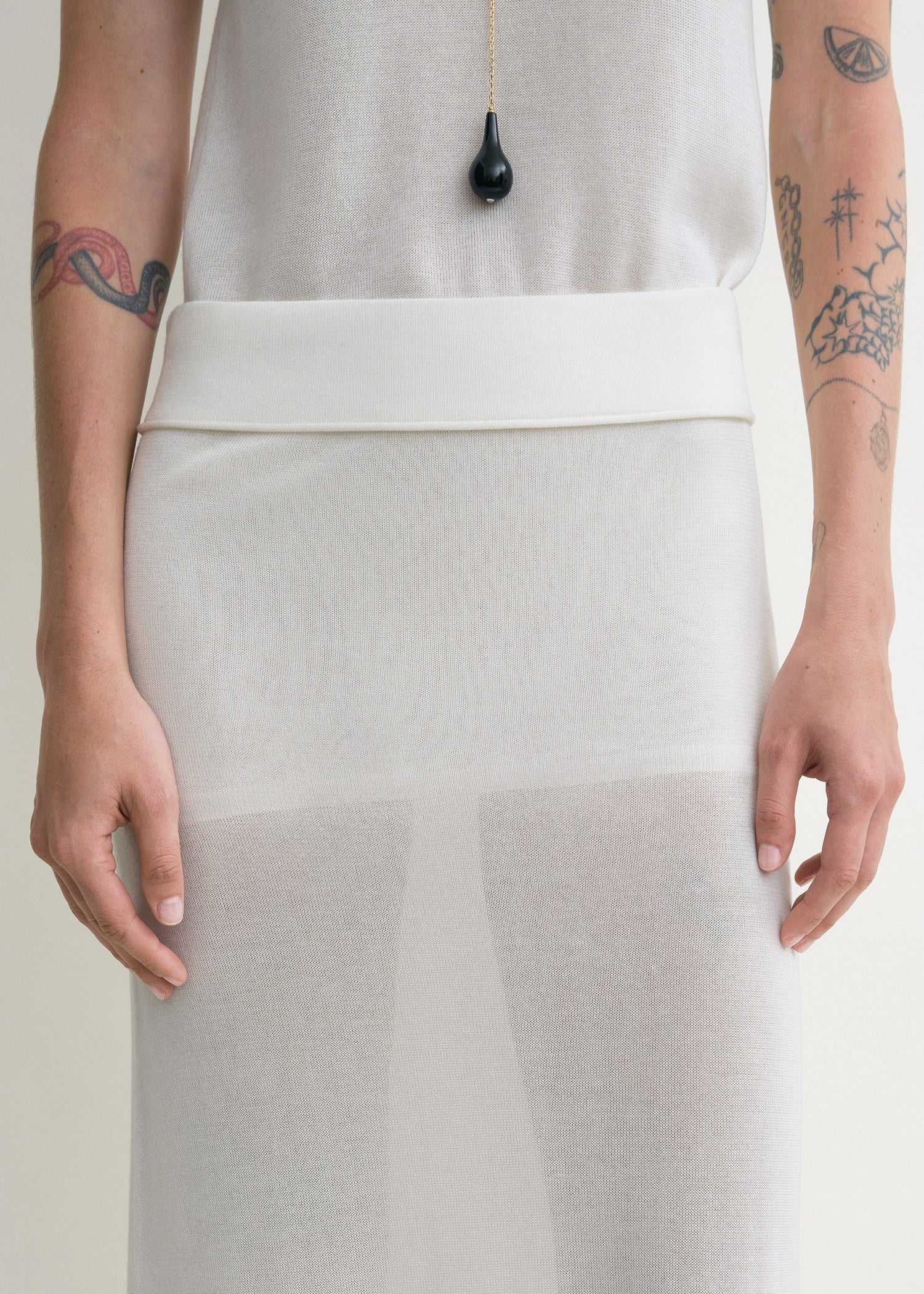 Long Knit, White, Rock - Lindner Fashion