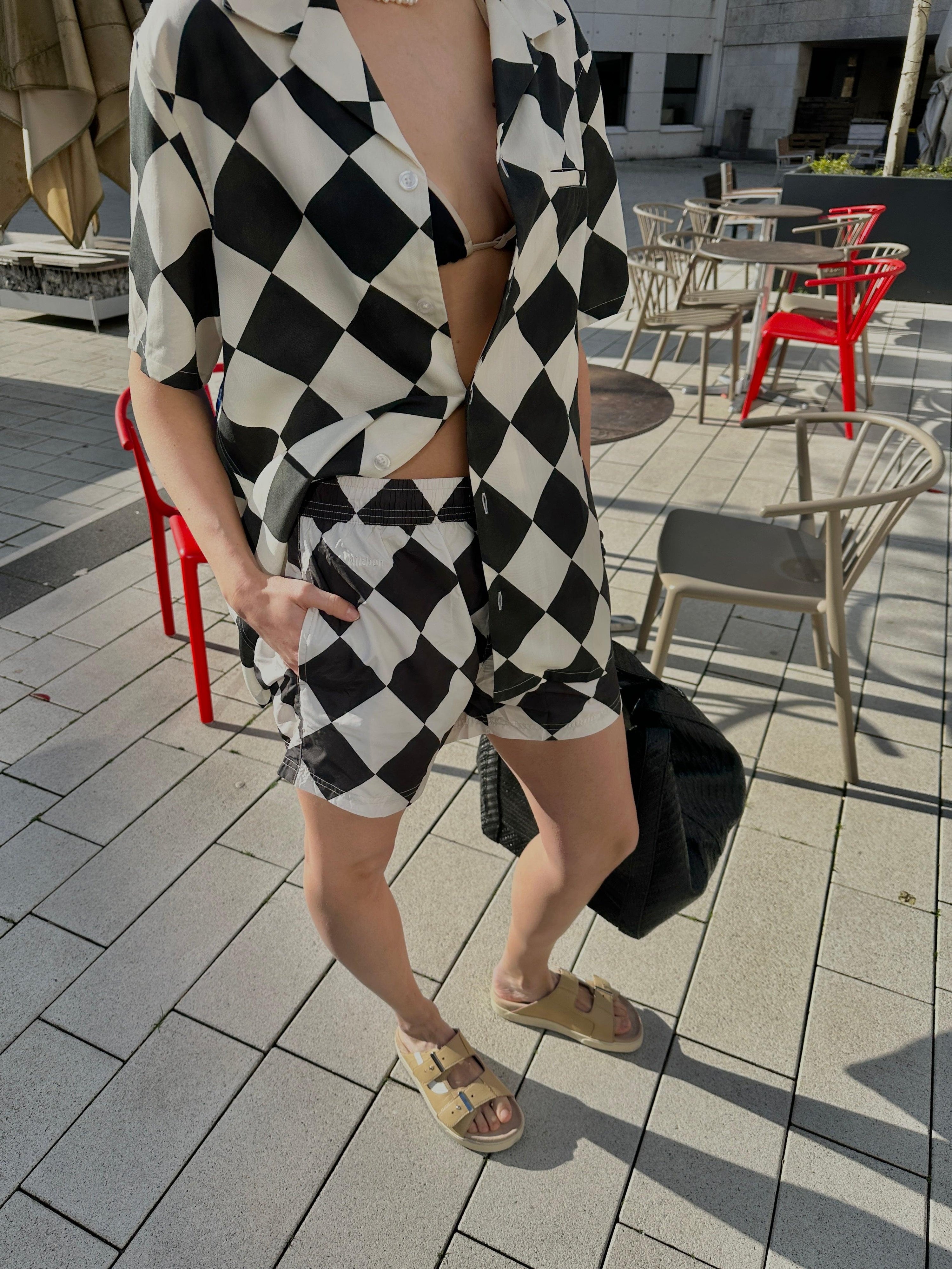 Marshmellow, Black/White, Badeshorts - Lindner Fashion