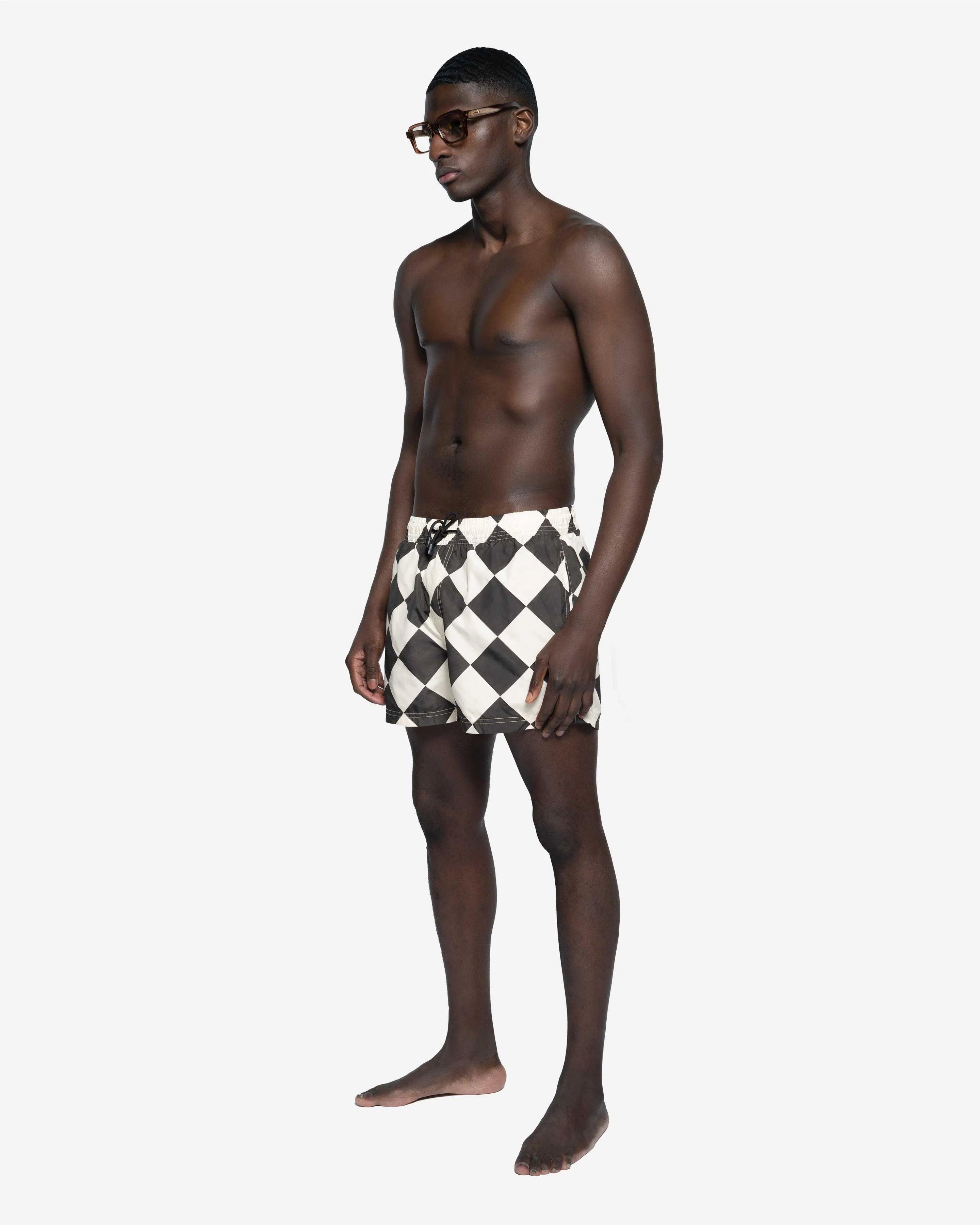 Marshmellow, Black/White, Badeshorts - Lindner Fashion