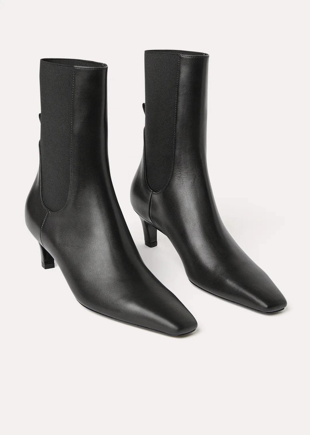 Mid Leather Boot, Black, Boots - Lindner Fashion