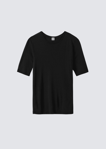 Modal Cashmere Tee, Black, T-Shirt - Lindner Fashion