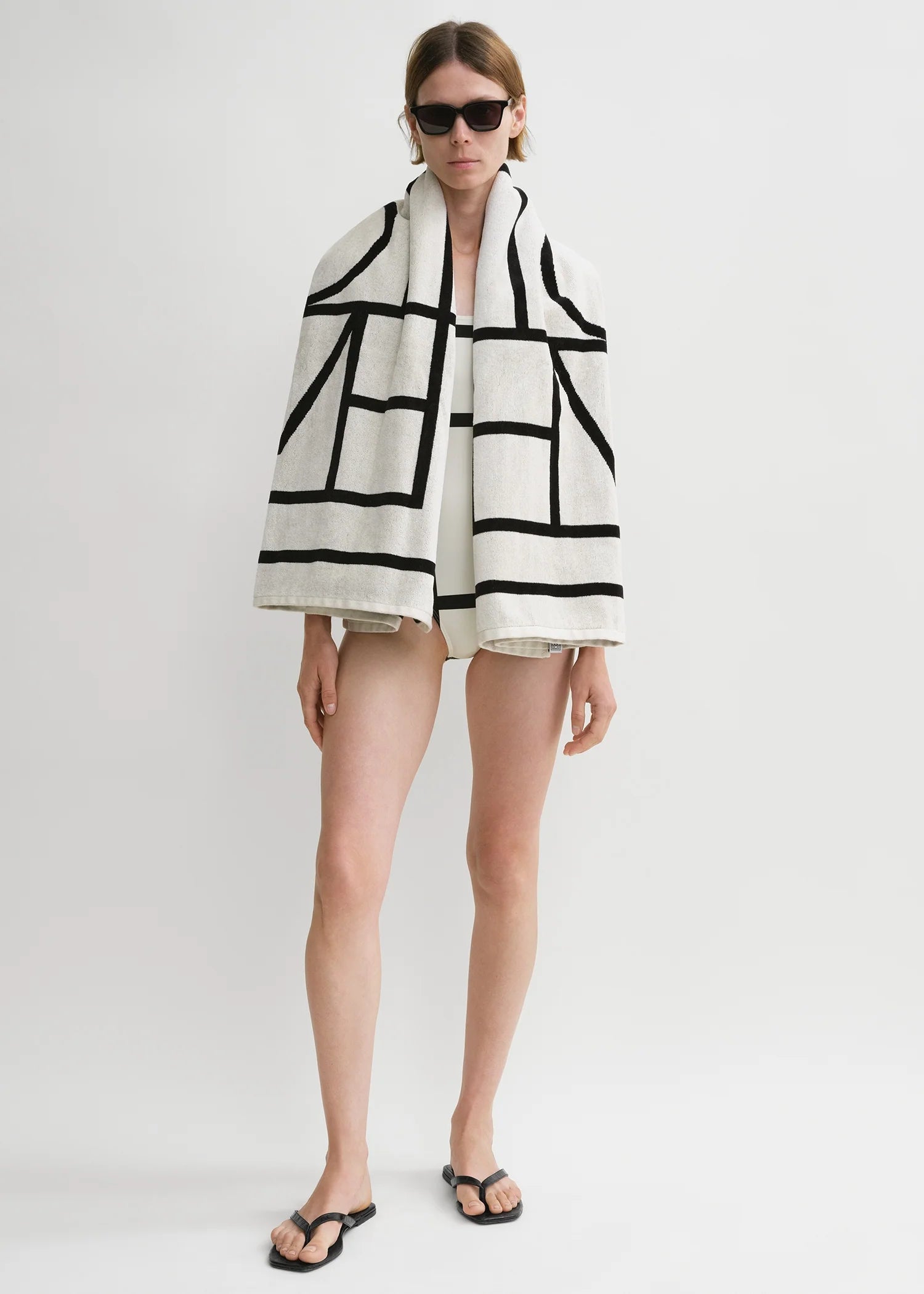 Monogram Jacquard, Tofu, Beach Towel - Lindner Fashion