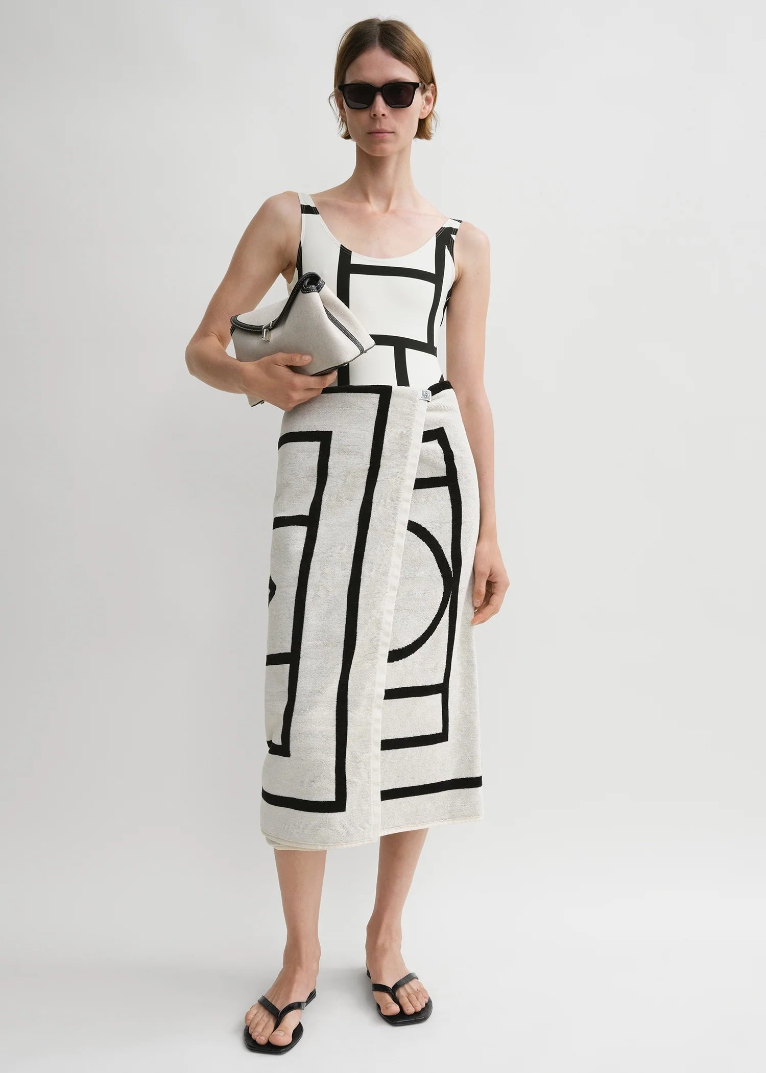 Monogram Jacquard, Tofu, Beach Towel - Lindner Fashion
