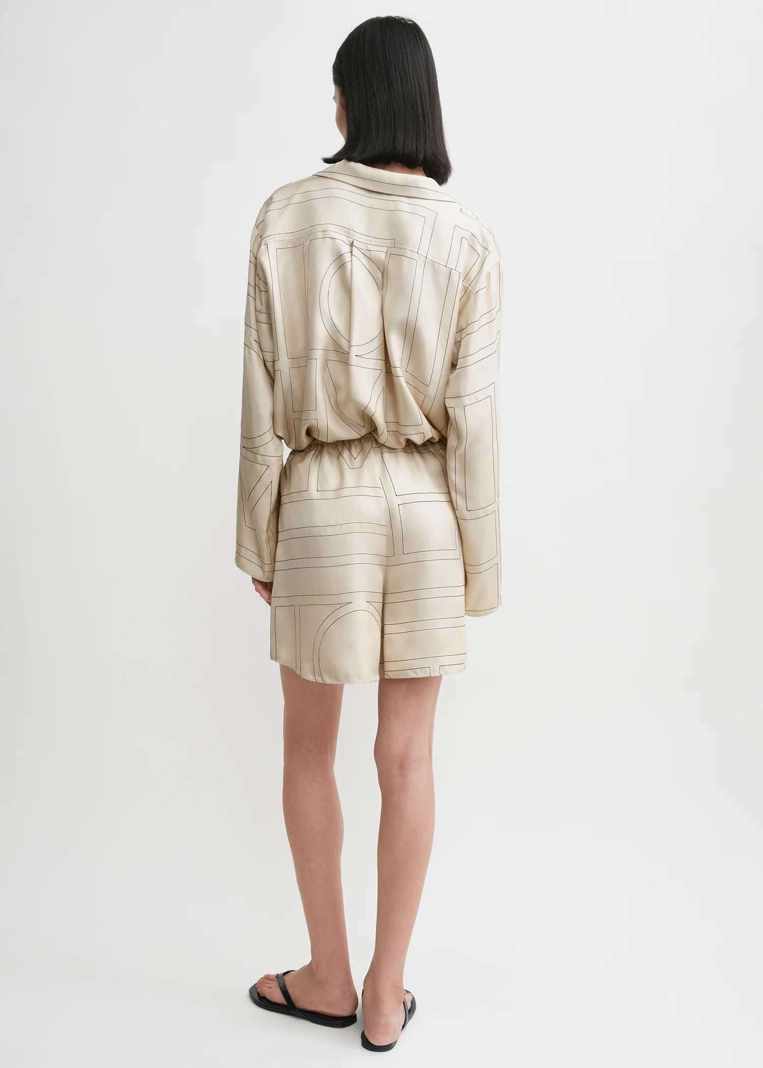 Monogram Silk, Ivory, Bluse - Lindner Fashion