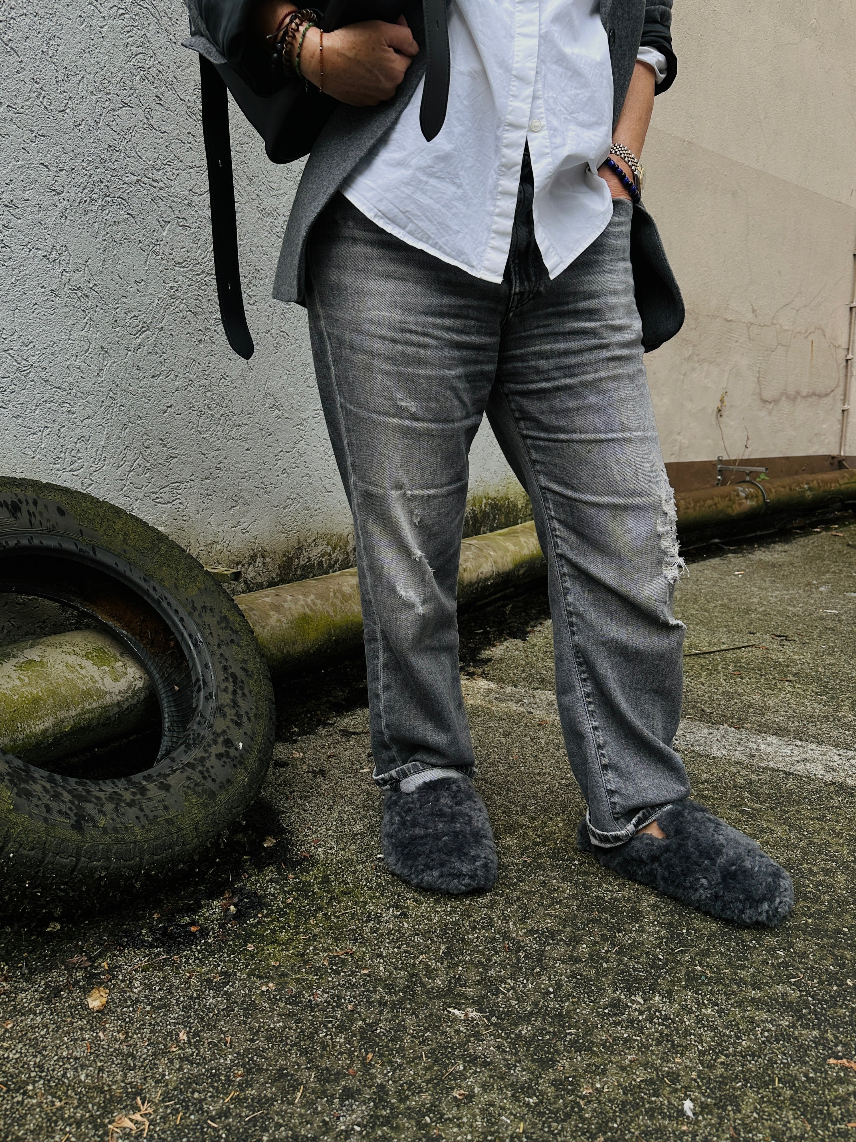 Neo, Grey Bear, Slipper - Lindner Fashion