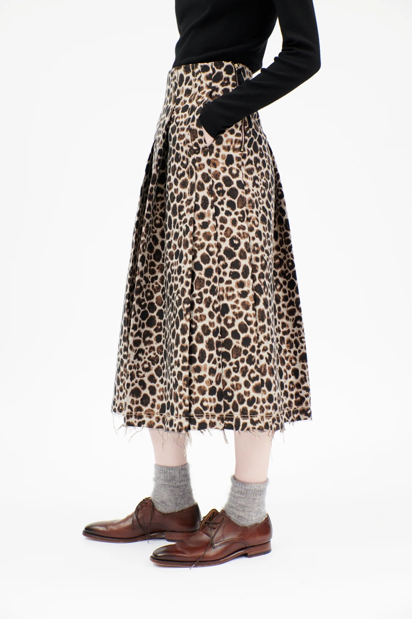 Odeeh Rock mit Leopardenmuster aus Baumwollgemisch - Seitenansicht