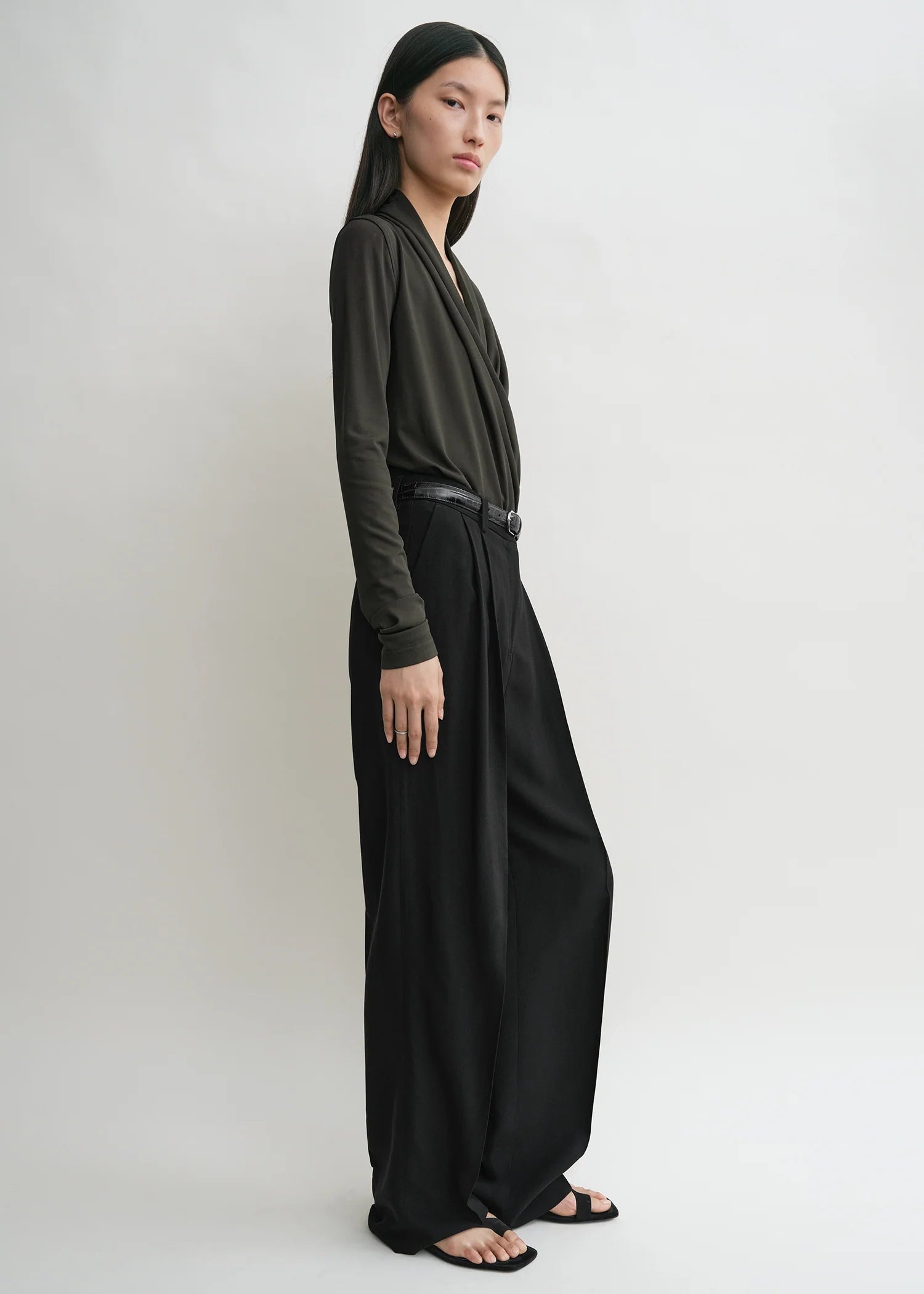 Overlapped Jeresy Top, Pepper, Langarm - Lindner Fashion