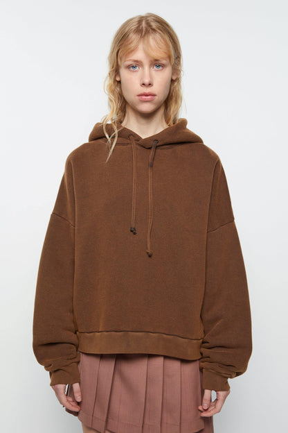 Oversized, Choco Brown, Hooded Sweatshirt - Lindner Fashion