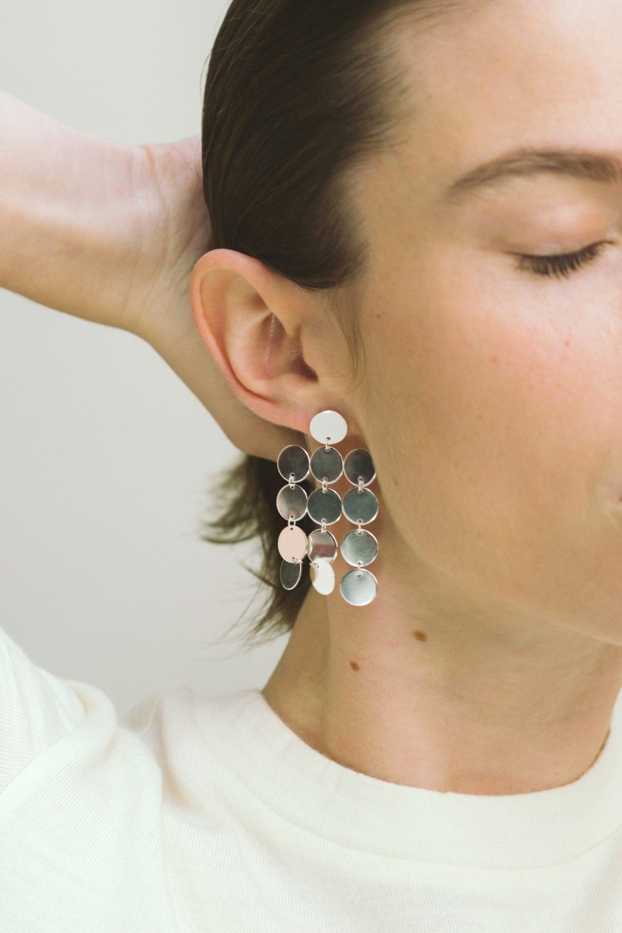 Pailletten Chandelier, 925 Sterling Silver, Ohrringe - Lindner Fashion